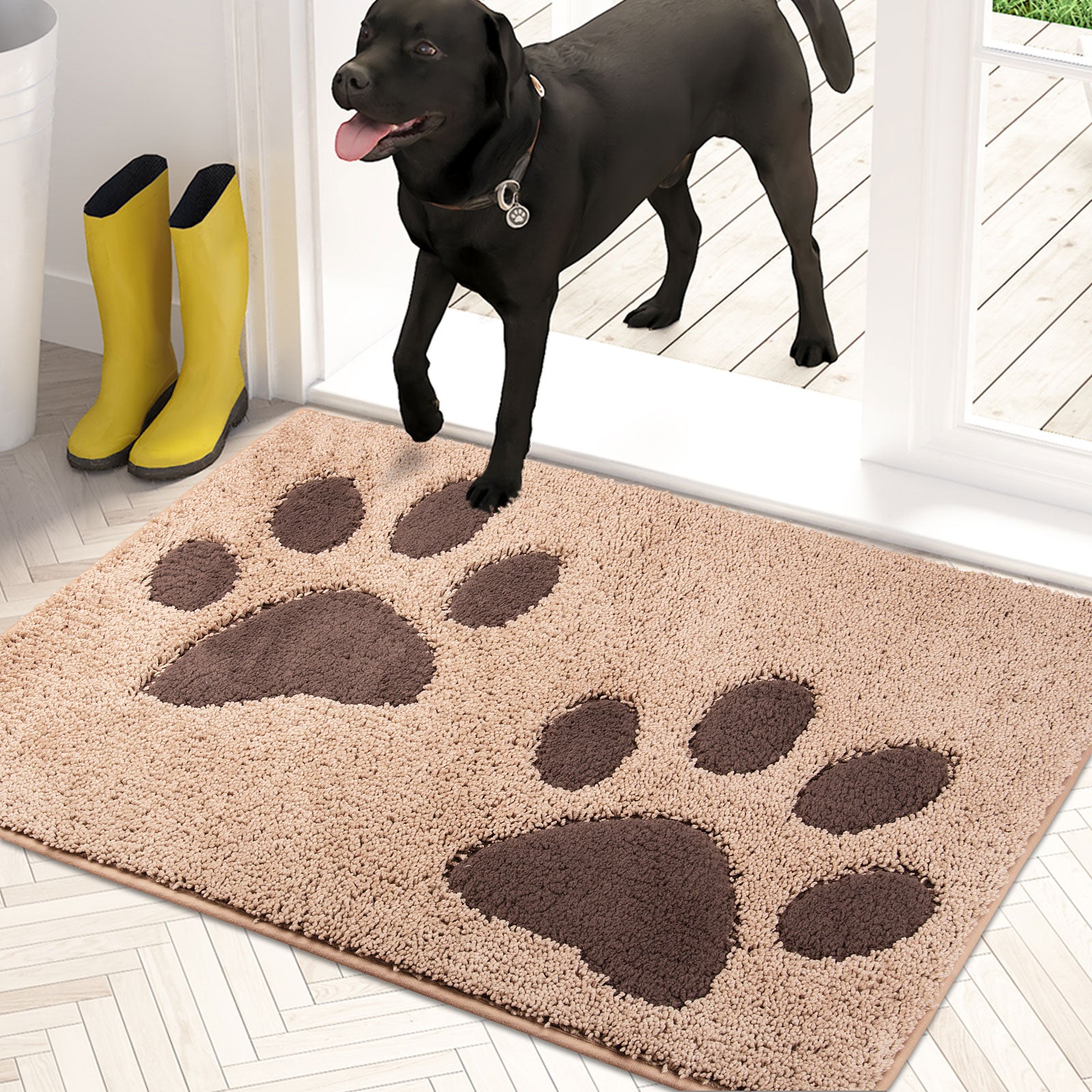 Machine Washable Paw Pattern Dirt Trapper Door Mat