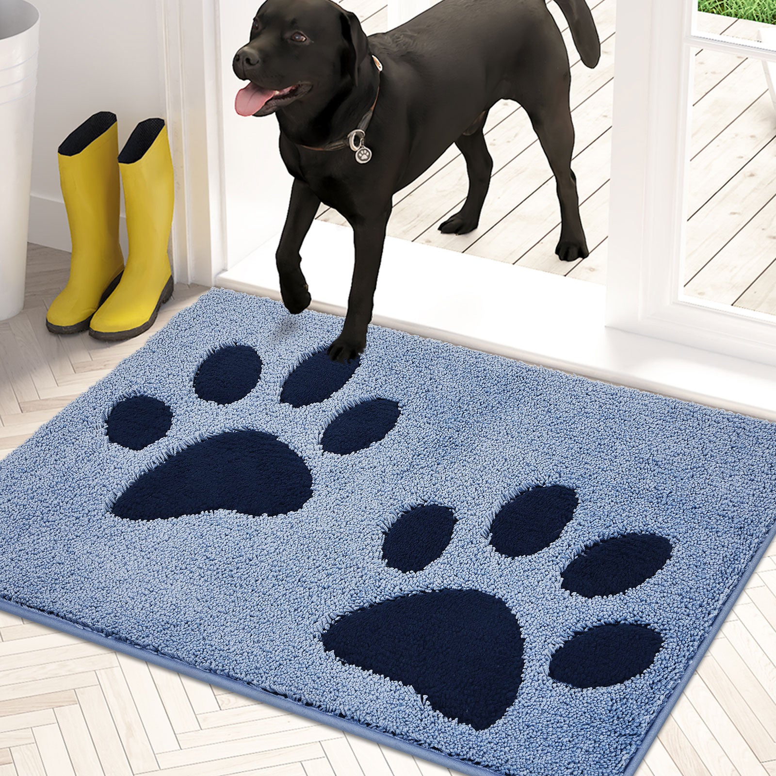 Machine Washable Paw Pattern Dirt Trapper Door Mat