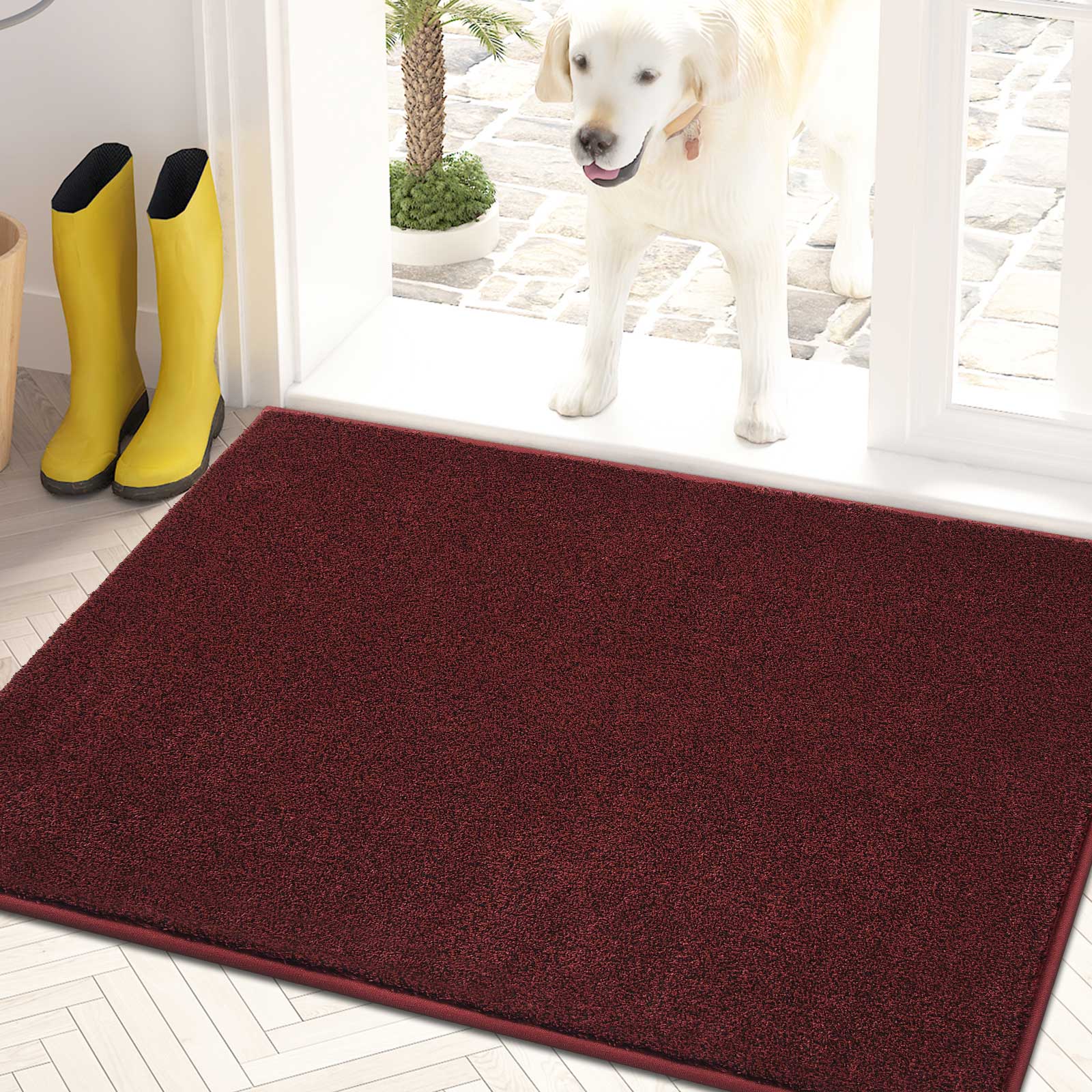 Machine Washable Solid Dirt Trapper Door Mat