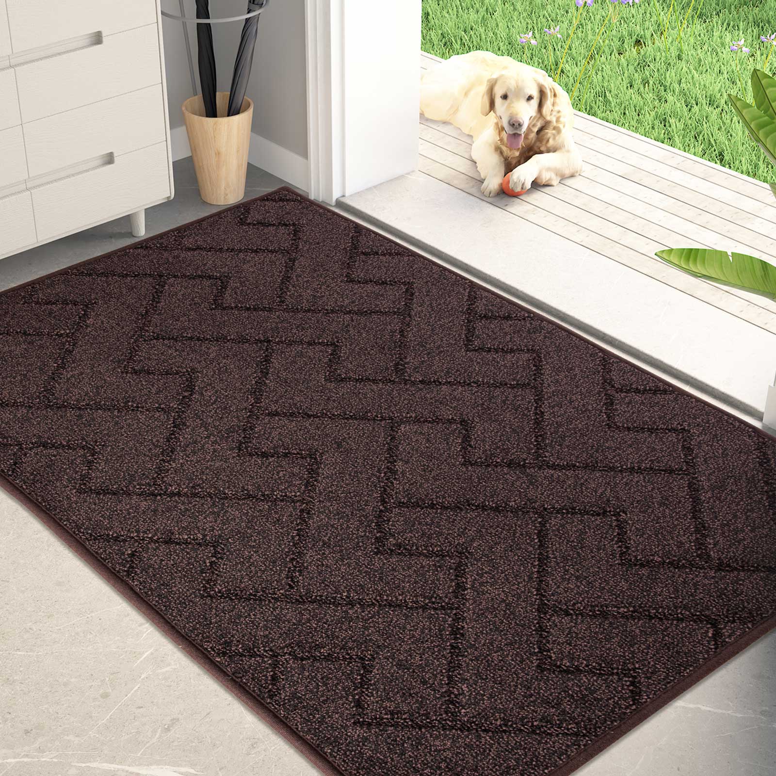 Machine Washable Chevron Dirt Trapper Door Mat