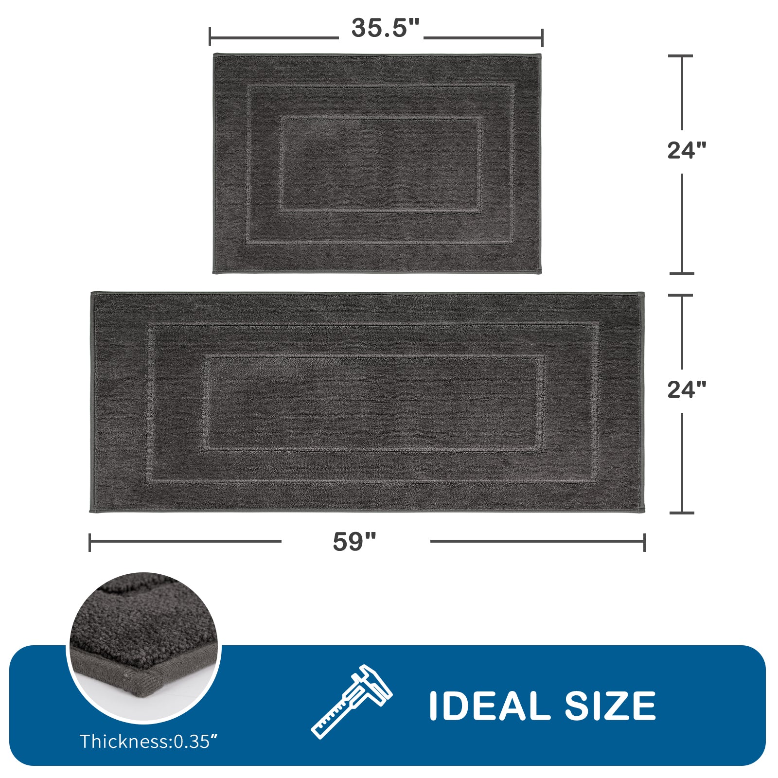 Machine Washable Bordered Kitchen Rug