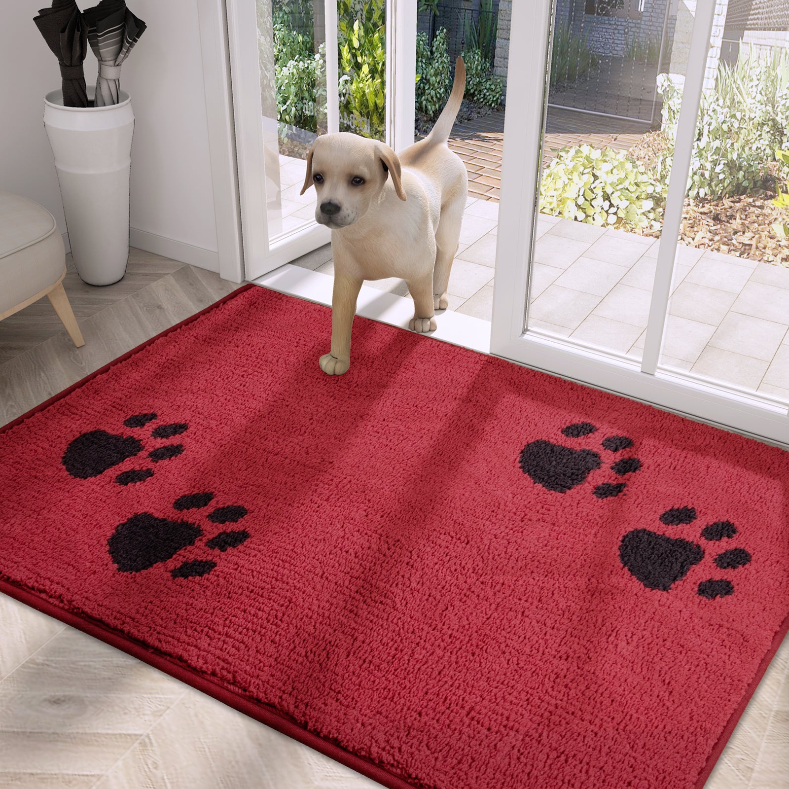 Machine Washable Paw Pattern Dirt Trapper Door Mat
