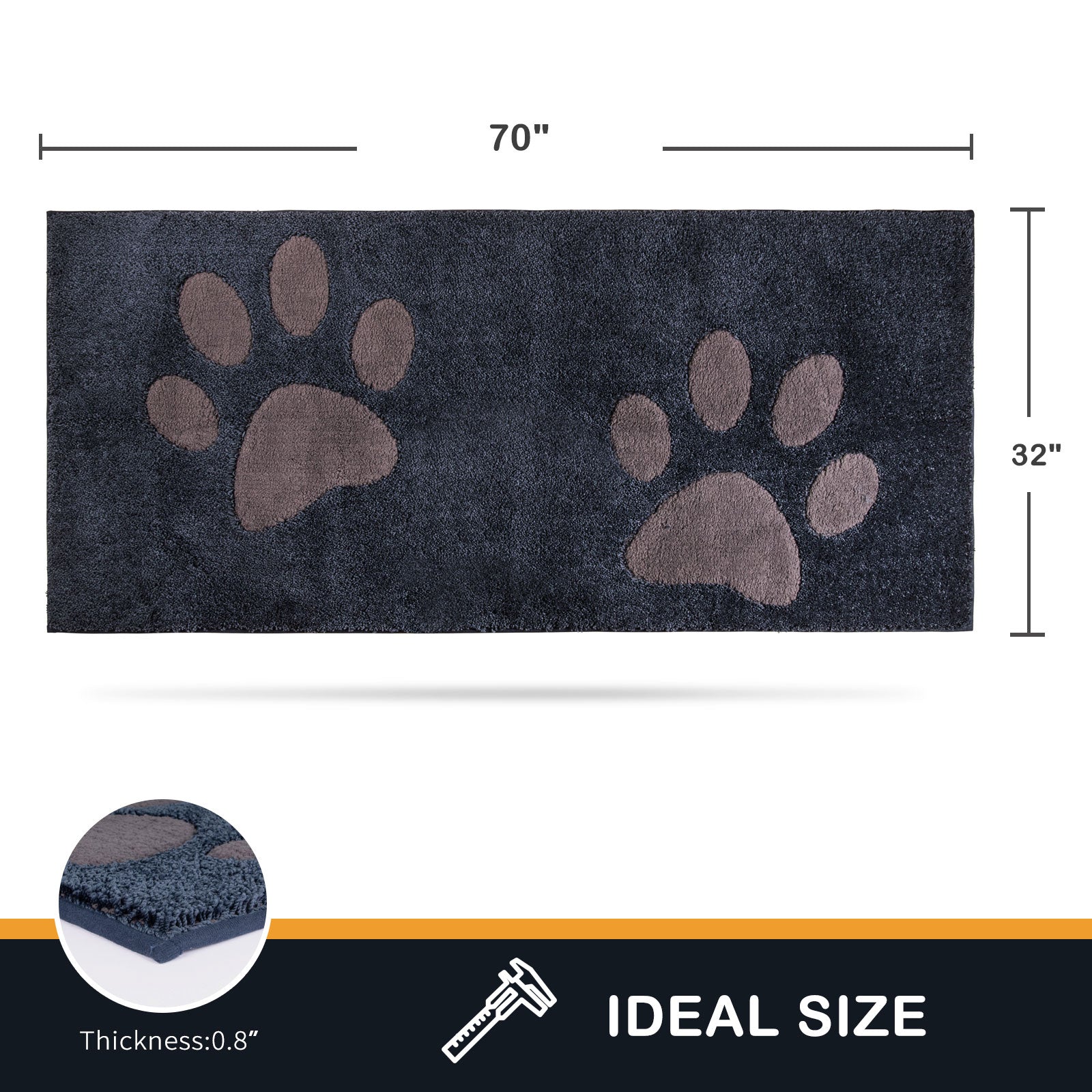 Machine Washable Paw Pattern Dirt Trapper Door Mat