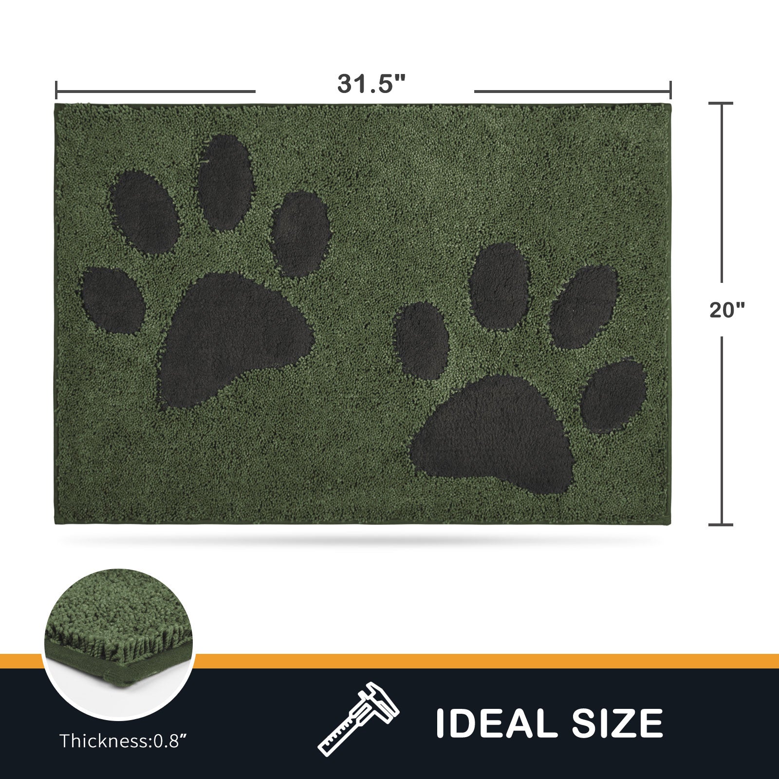 Machine Washable Paw Pattern Dirt Trapper Door Mat
