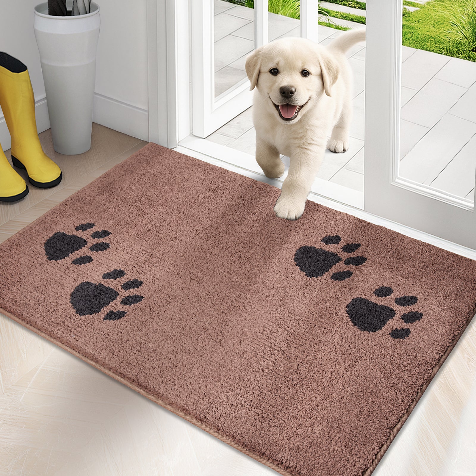 Machine Washable Paw Pattern Dirt Trapper Door Mat