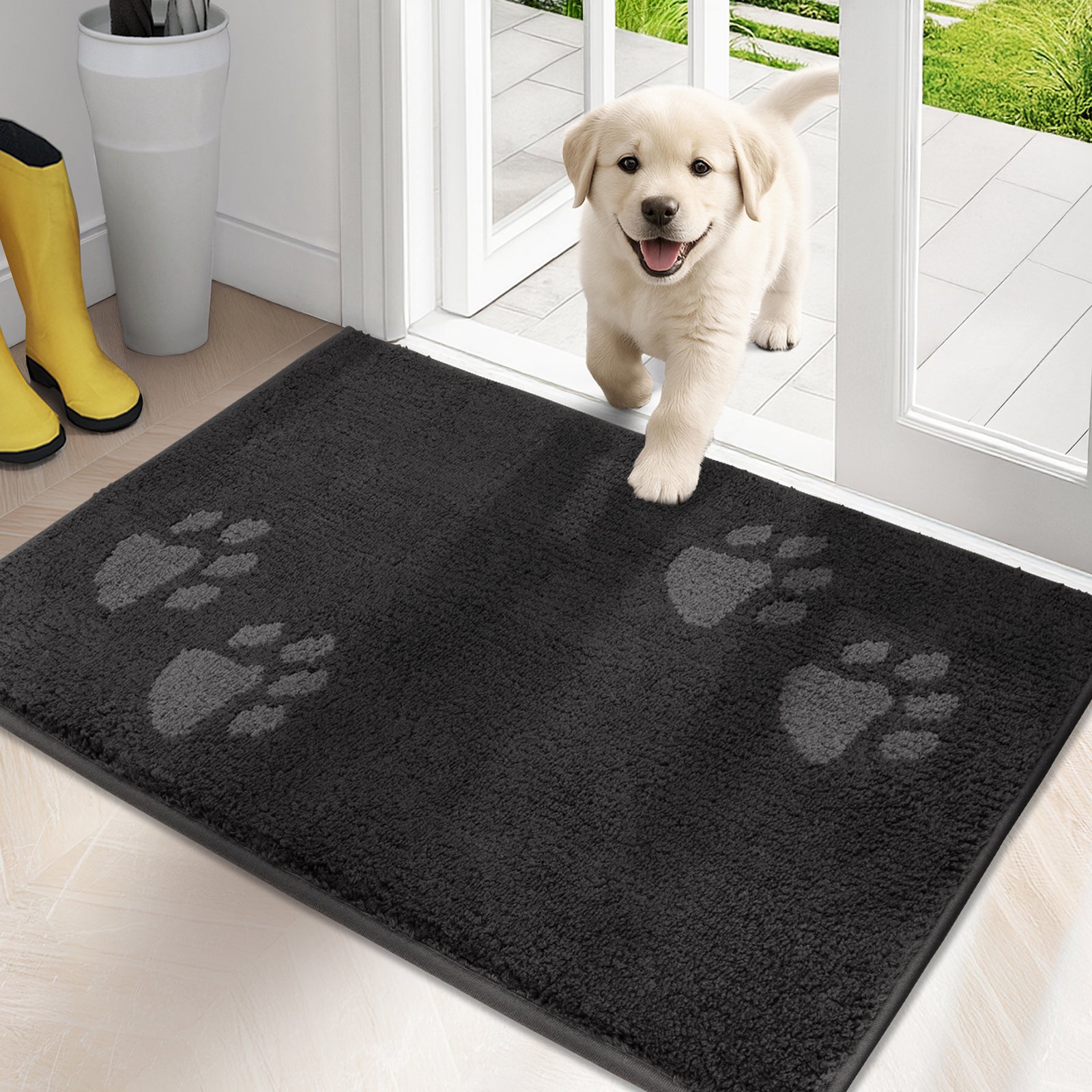 Machine Washable Paw Pattern Dirt Trapper Door Mat
