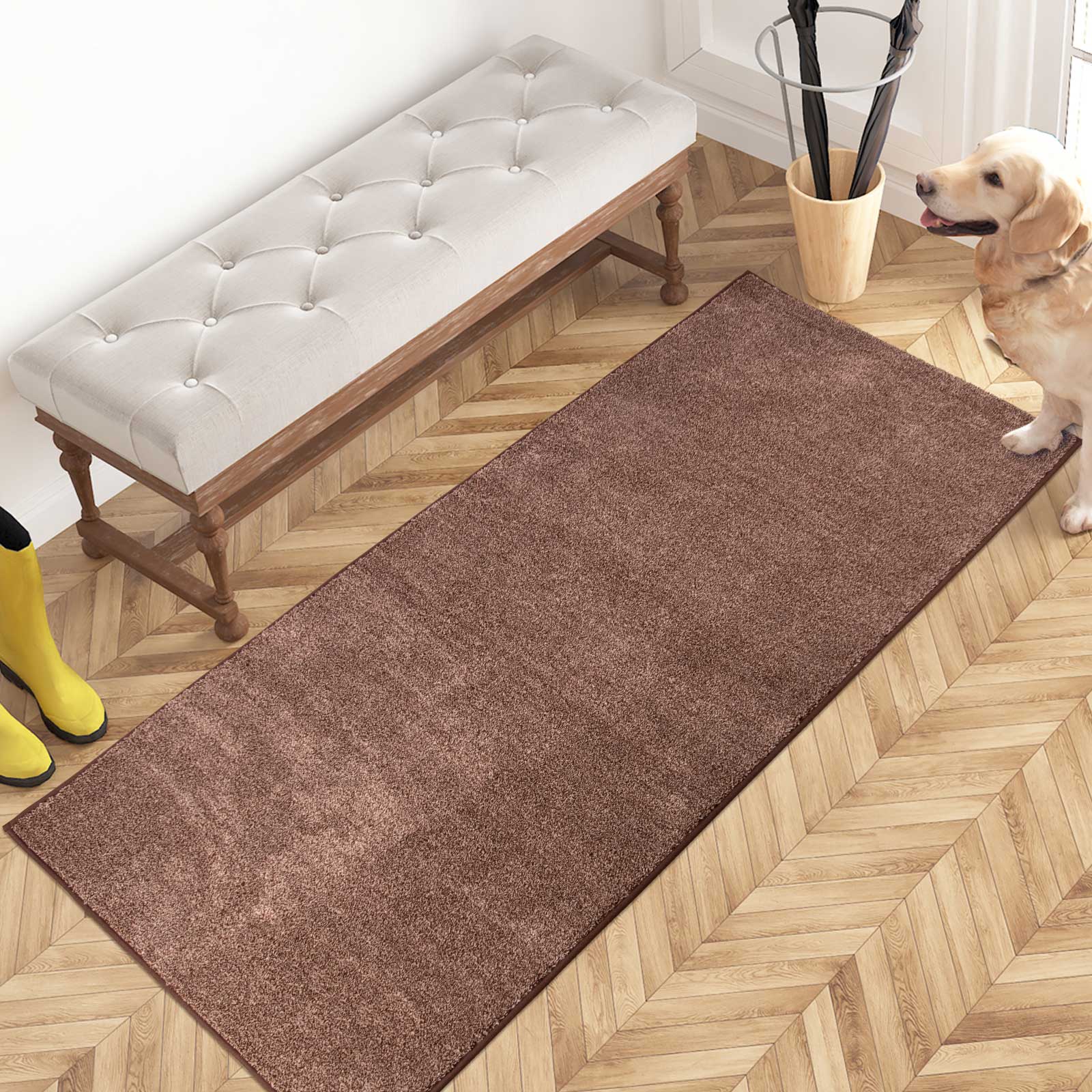 Machine Washable Solid Dirt Trapper Door Mat