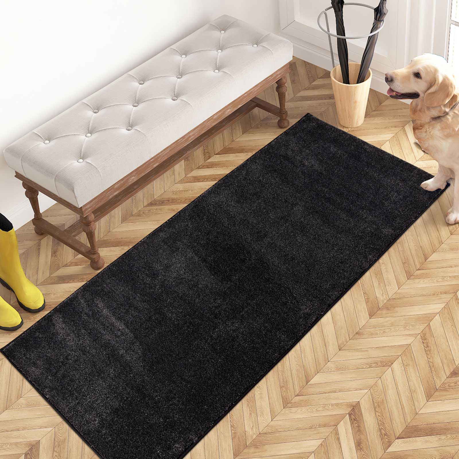 Machine Washable Solid Dirt Trapper Door Mat