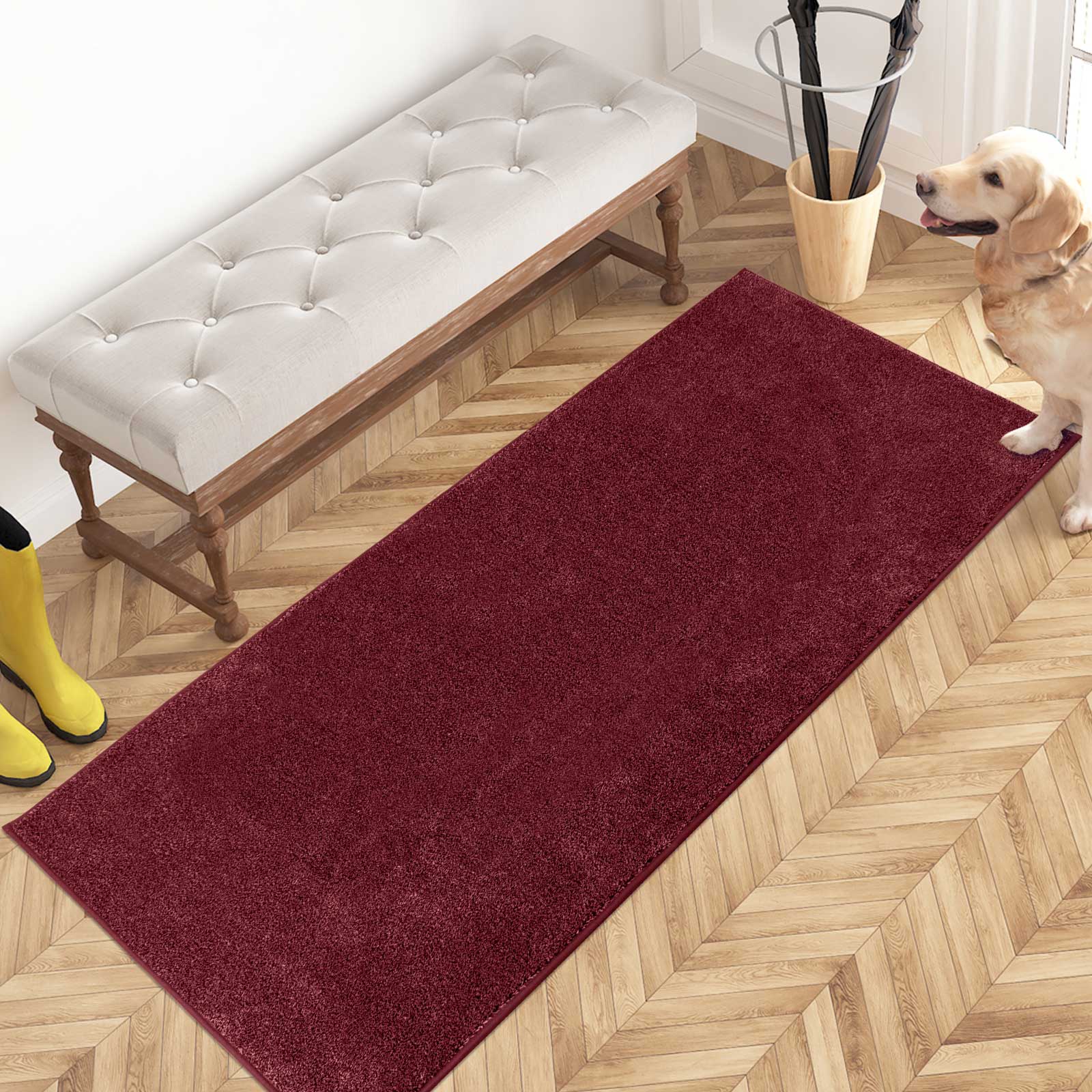 Machine Washable Solid Dirt Trapper Door Mat