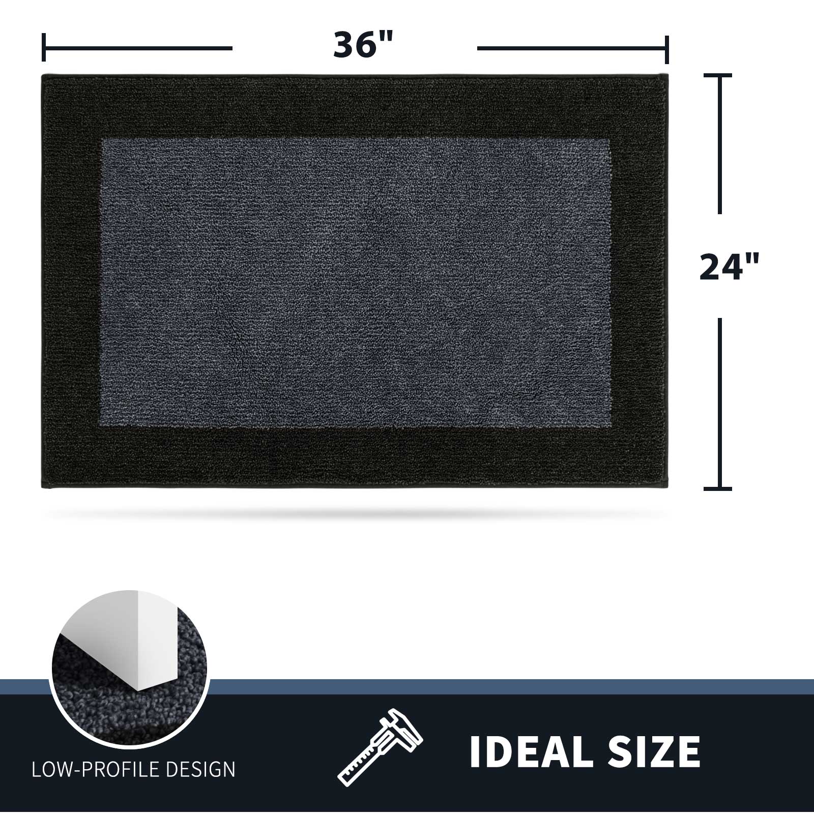 Machine Washable Bordered Dirt Trapper Door Mat
