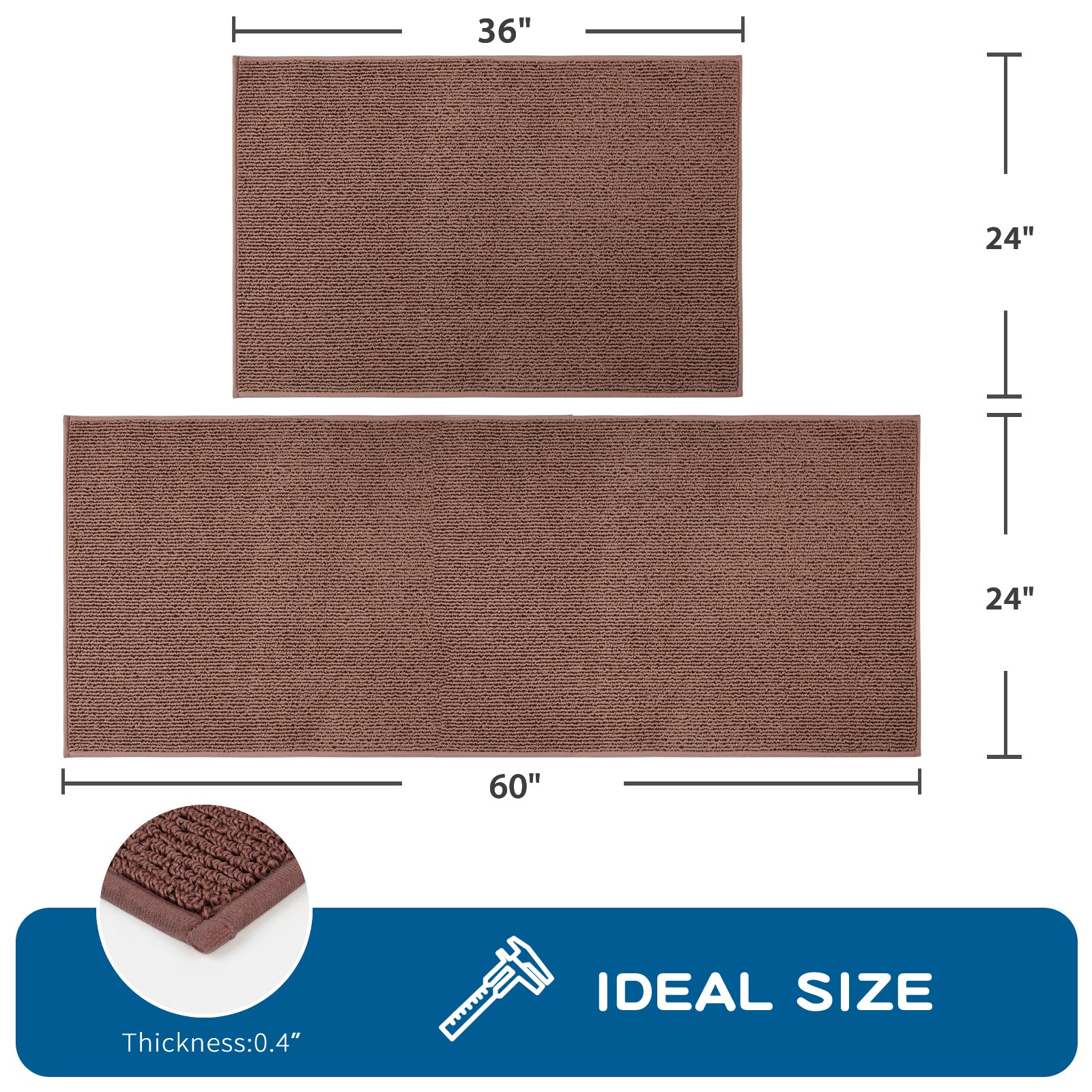 Machine Washable Solid Kitchen Rug