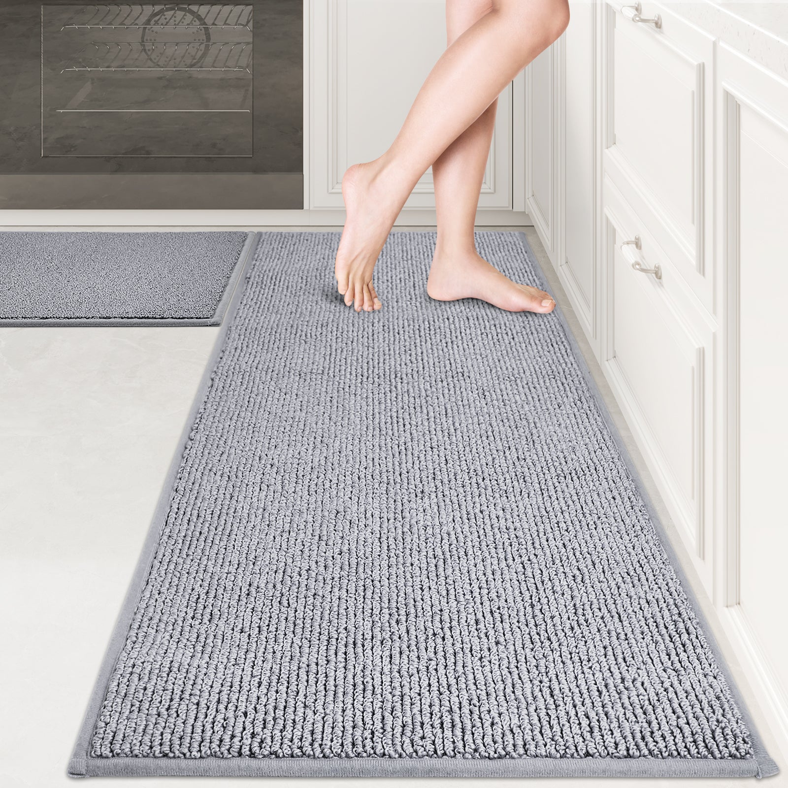 Machine Washable Solid Kitchen Rug