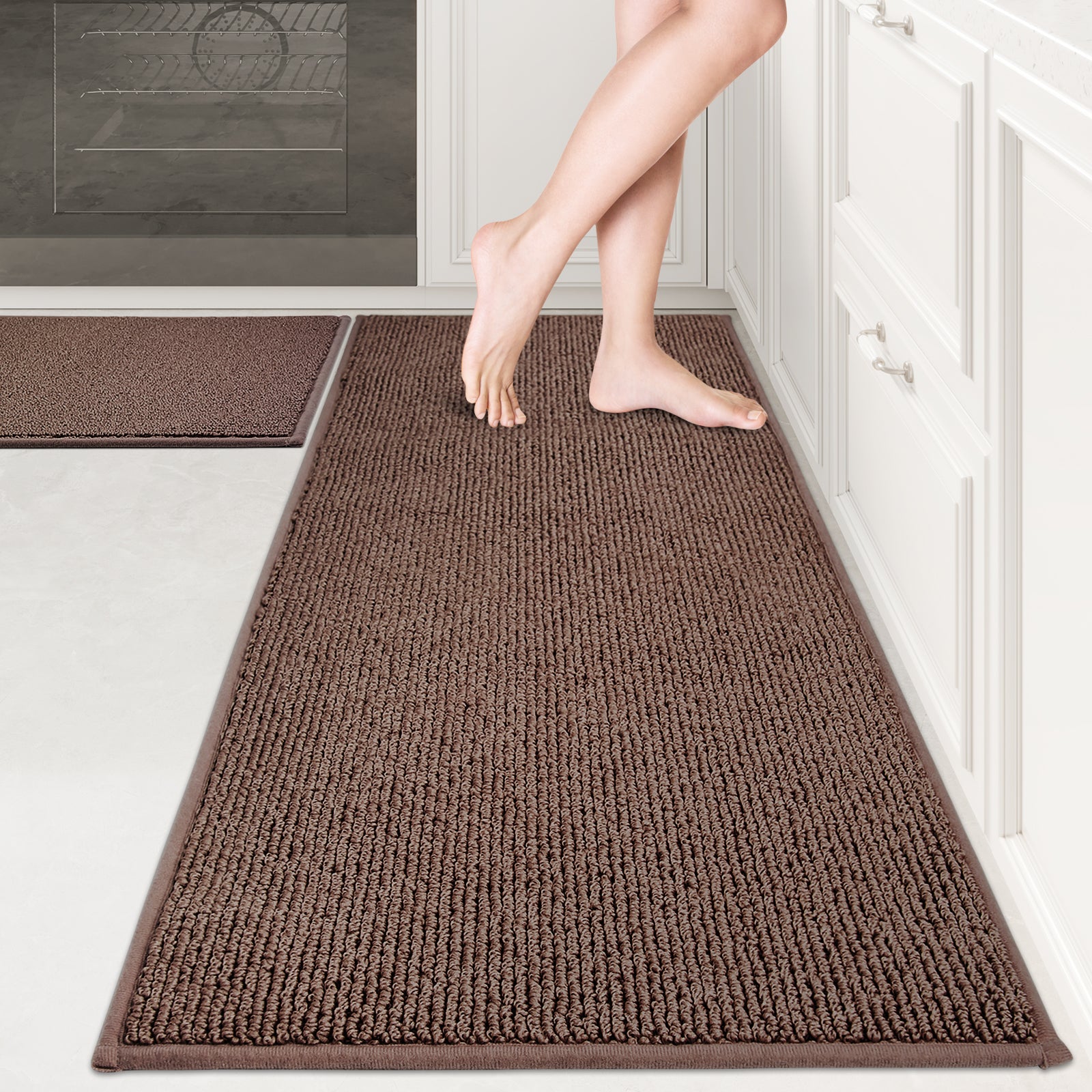 Machine Washable Solid Kitchen Rug