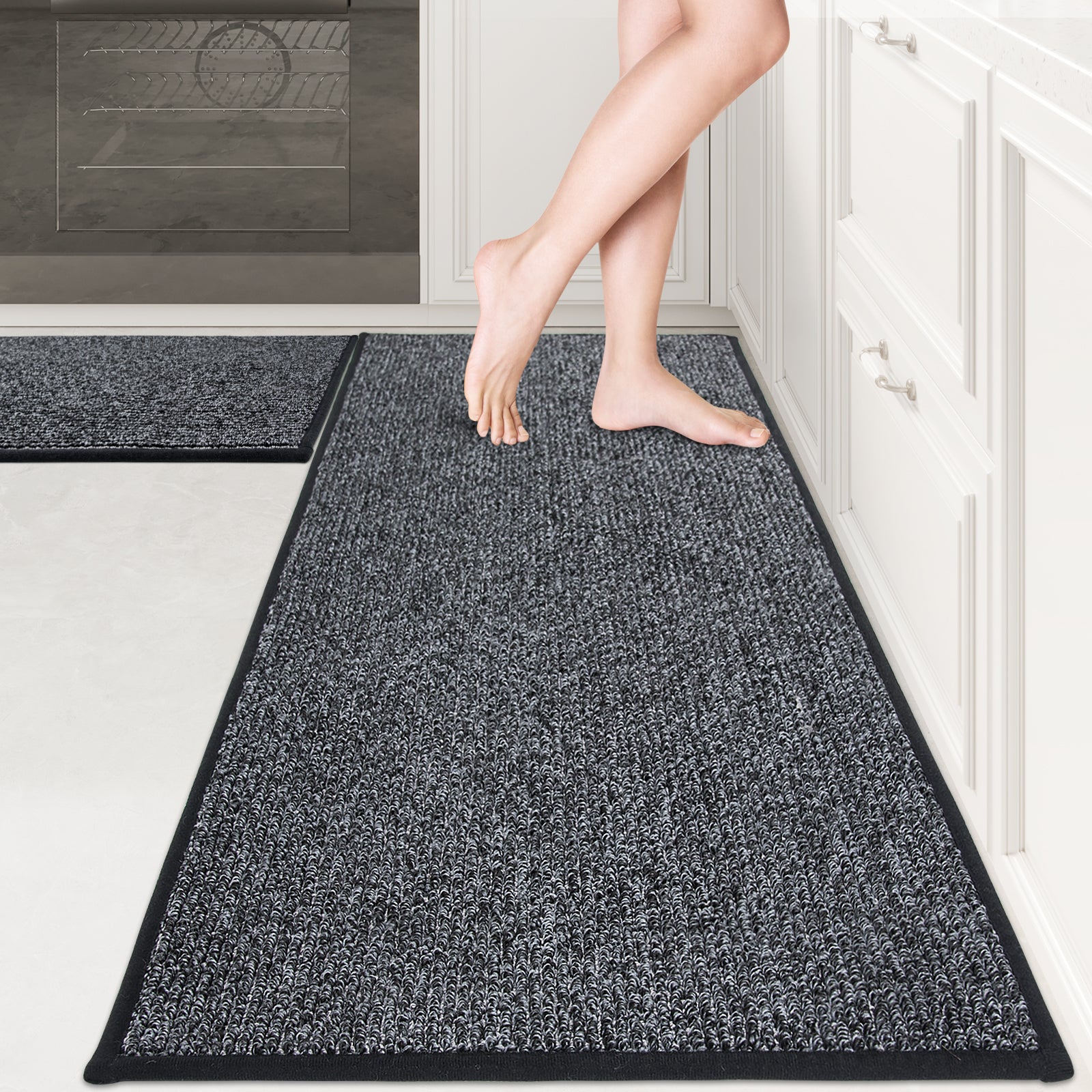 Machine Washable Solid Kitchen Rug