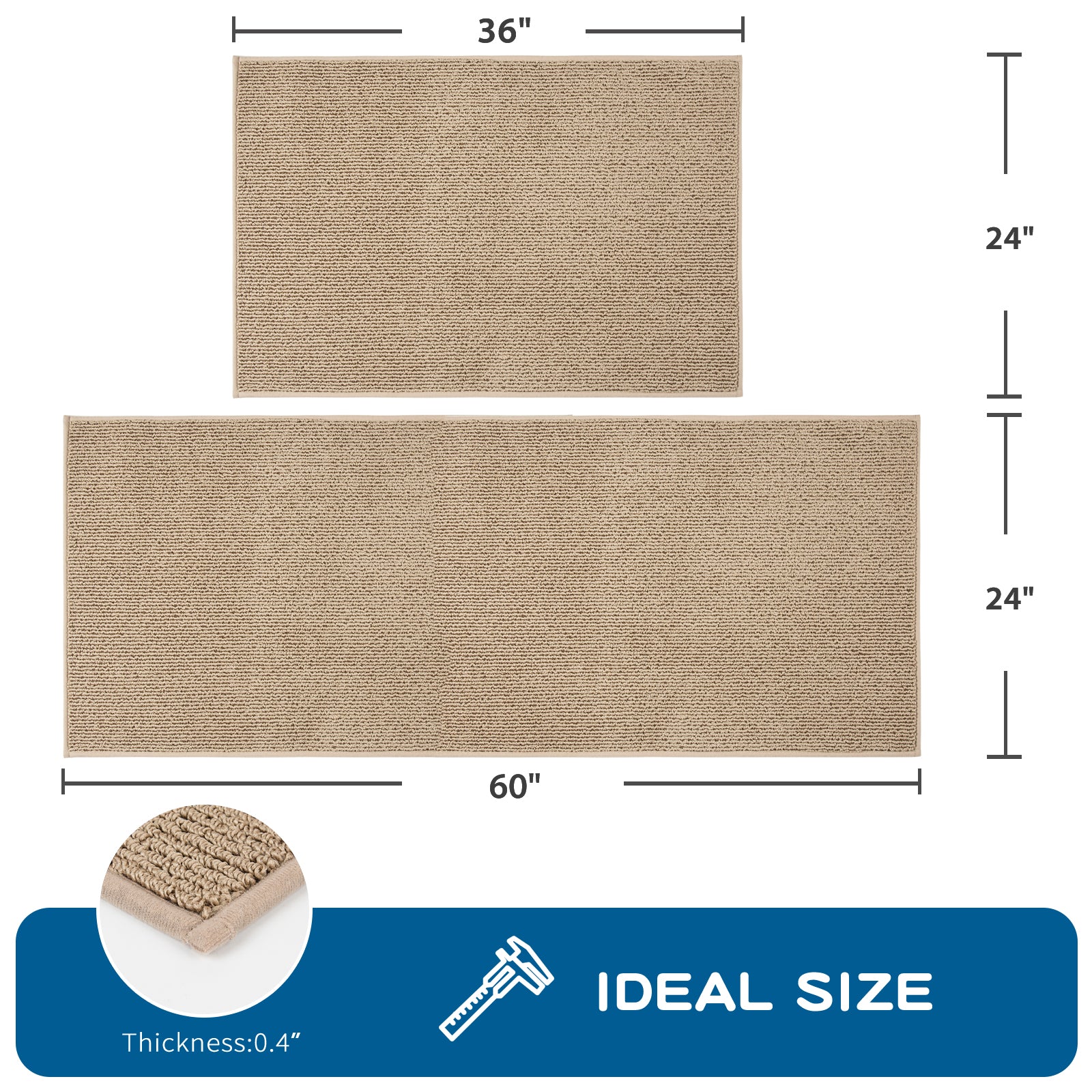 Machine Washable Solid Kitchen Rug