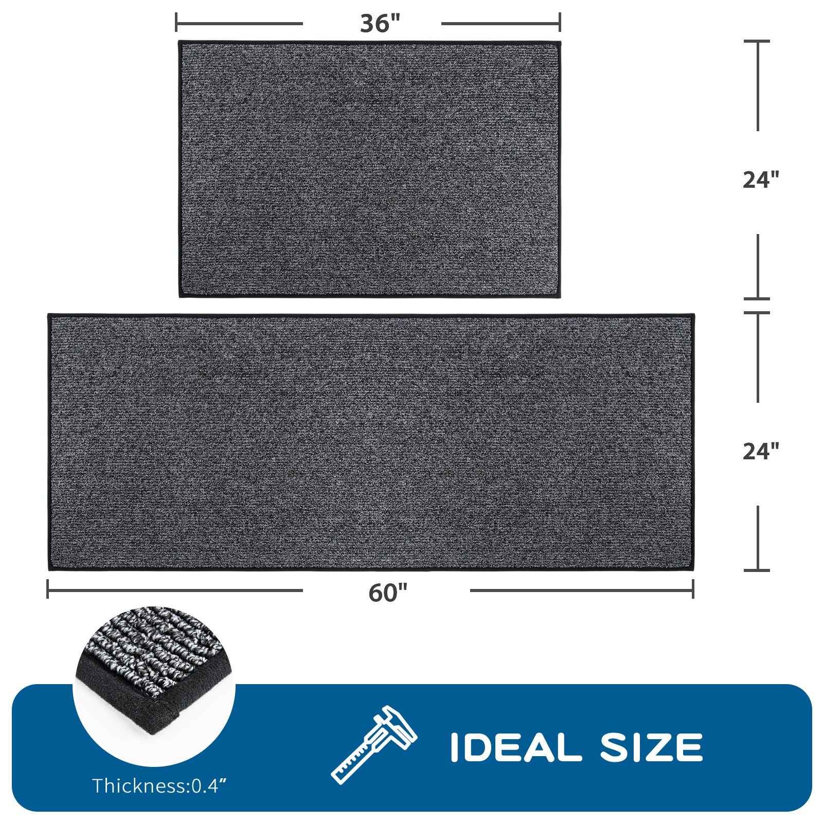 Machine Washable Solid Kitchen Rug