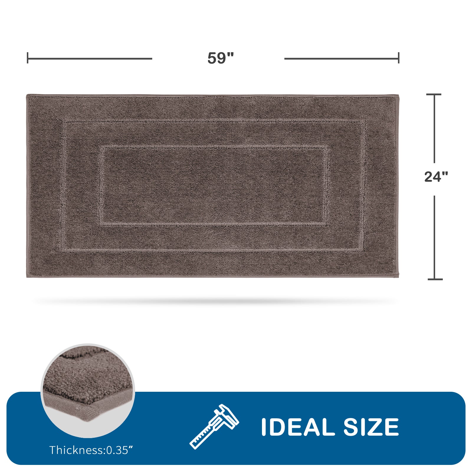 Machine Washable Bordered Kitchen Rug