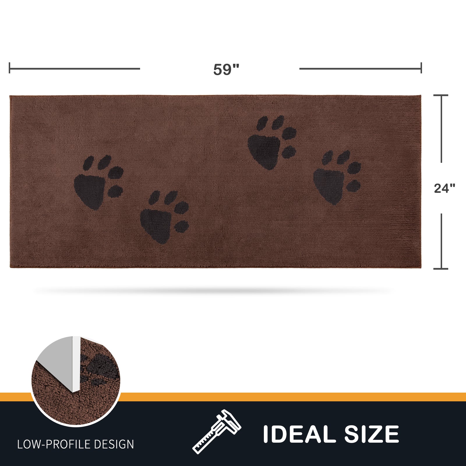 Machine Washable Paw Pattern Dirt Trapper Door Mat