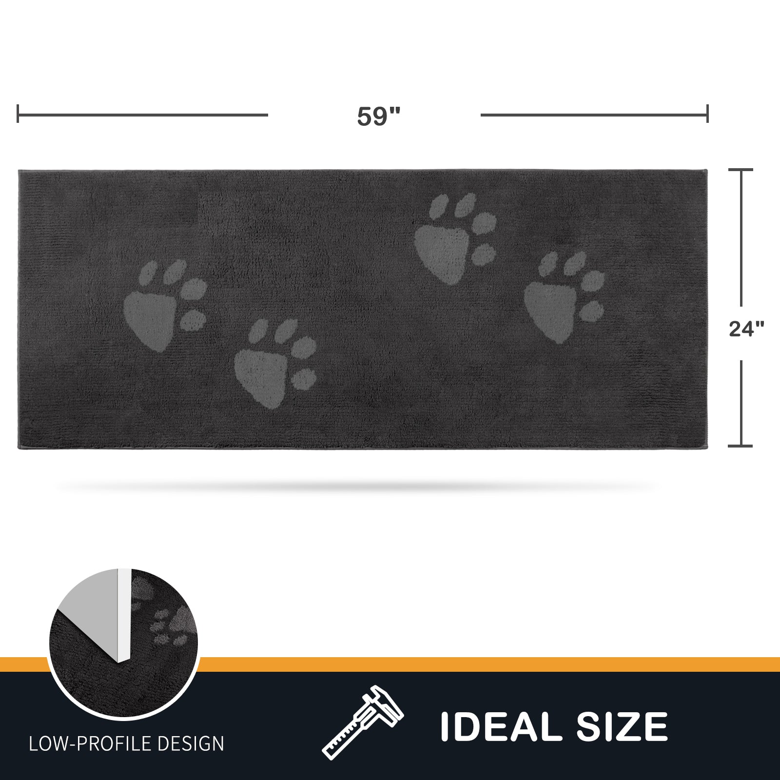 Machine Washable Paw Pattern Dirt Trapper Door Mat