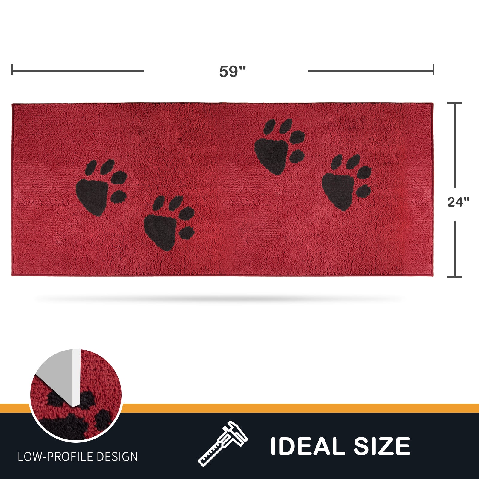 Machine Washable Paw Pattern Dirt Trapper Door Mat
