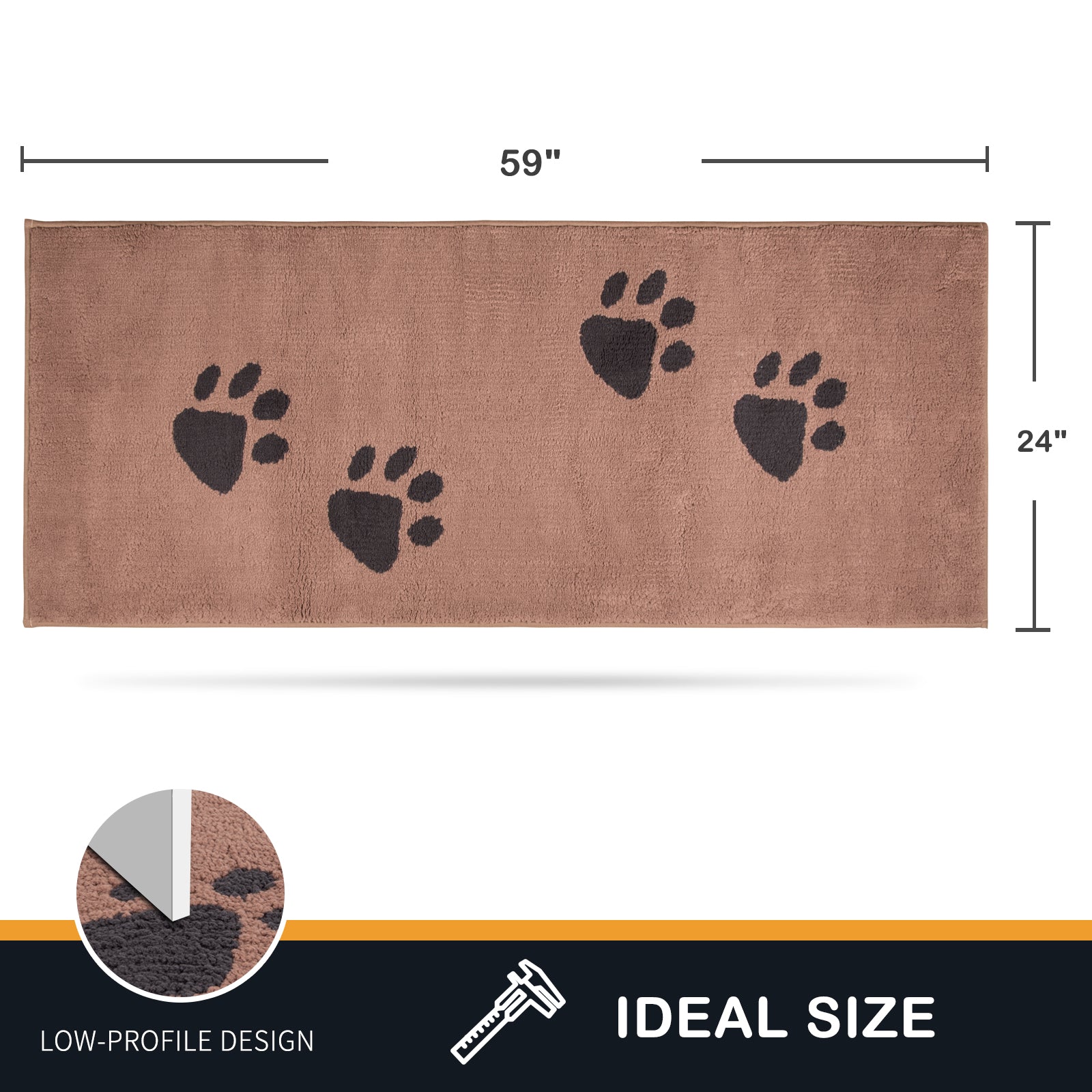 Machine Washable Paw Pattern Dirt Trapper Door Mat