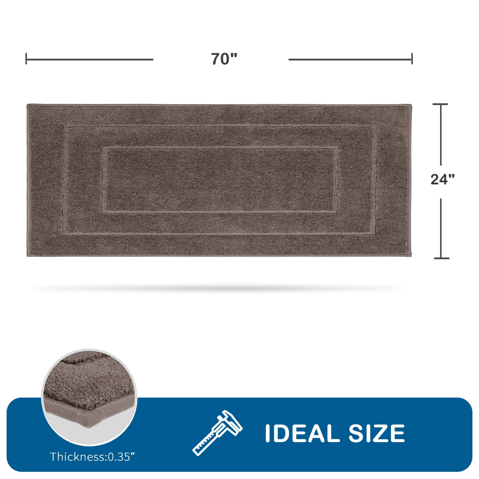 Machine Washable Bordered Kitchen Rug