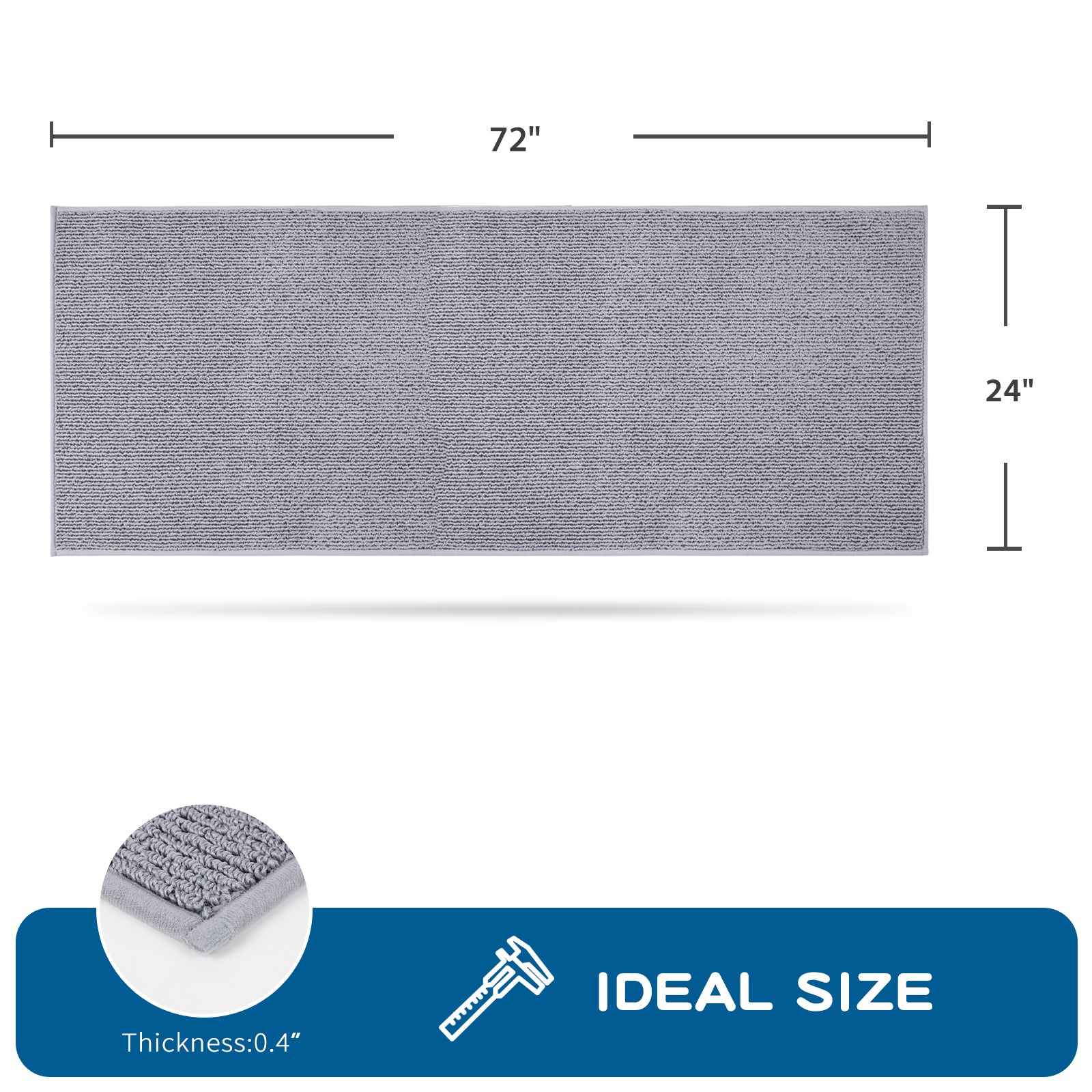 Machine Washable Solid Kitchen Rug