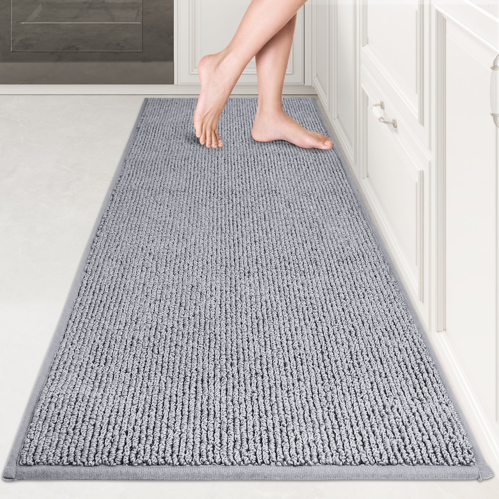 Machine Washable Solid Kitchen Rug