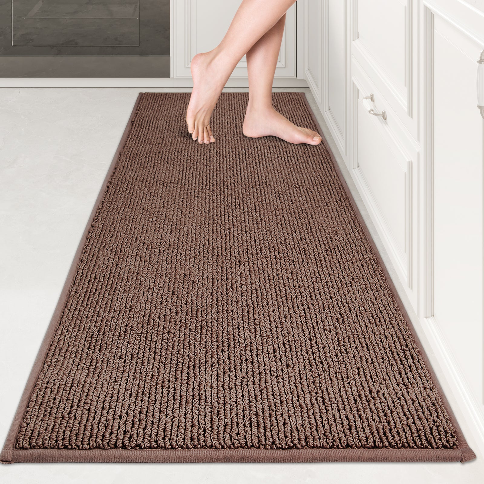 Machine Washable Solid Kitchen Rug