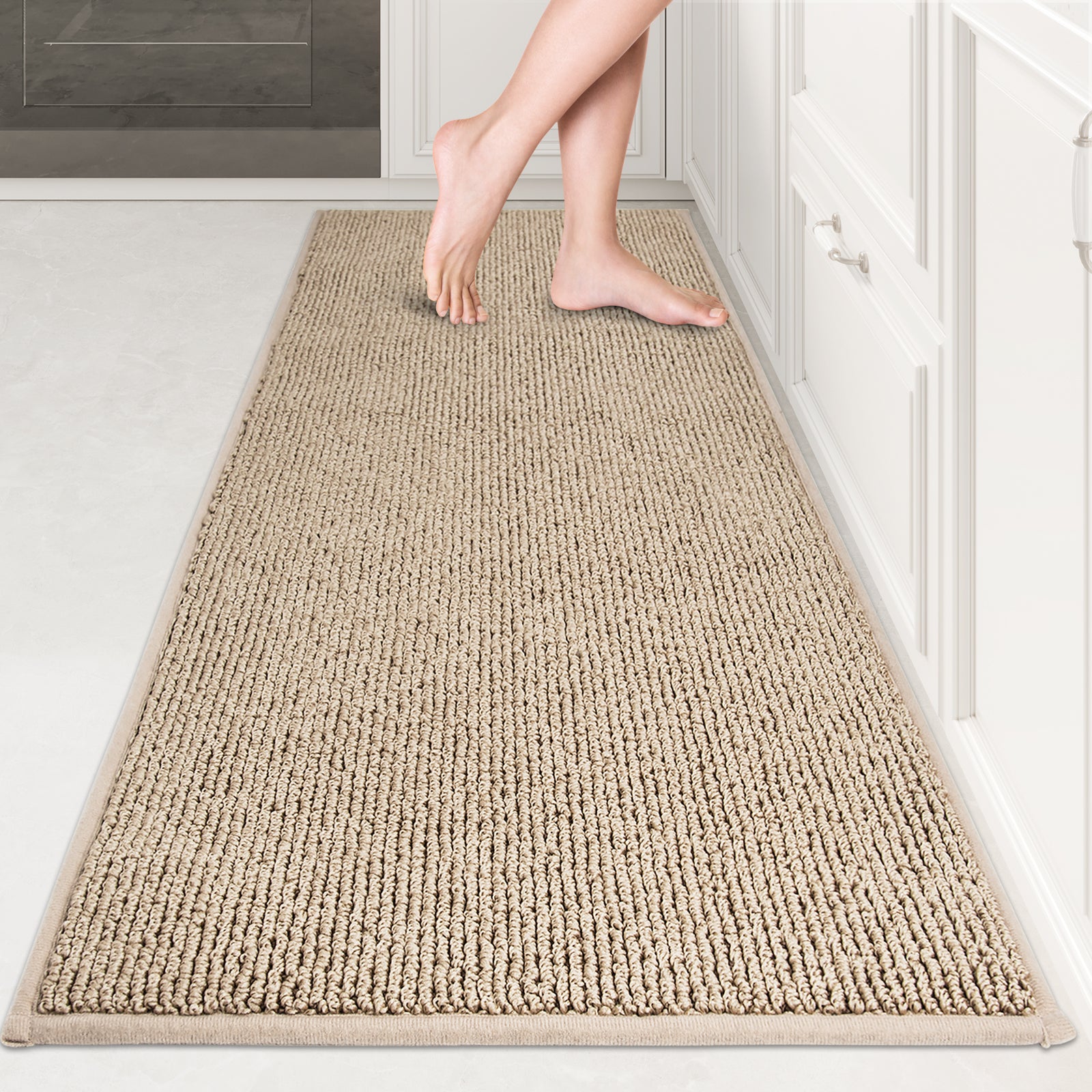 Machine Washable Solid Kitchen Rug
