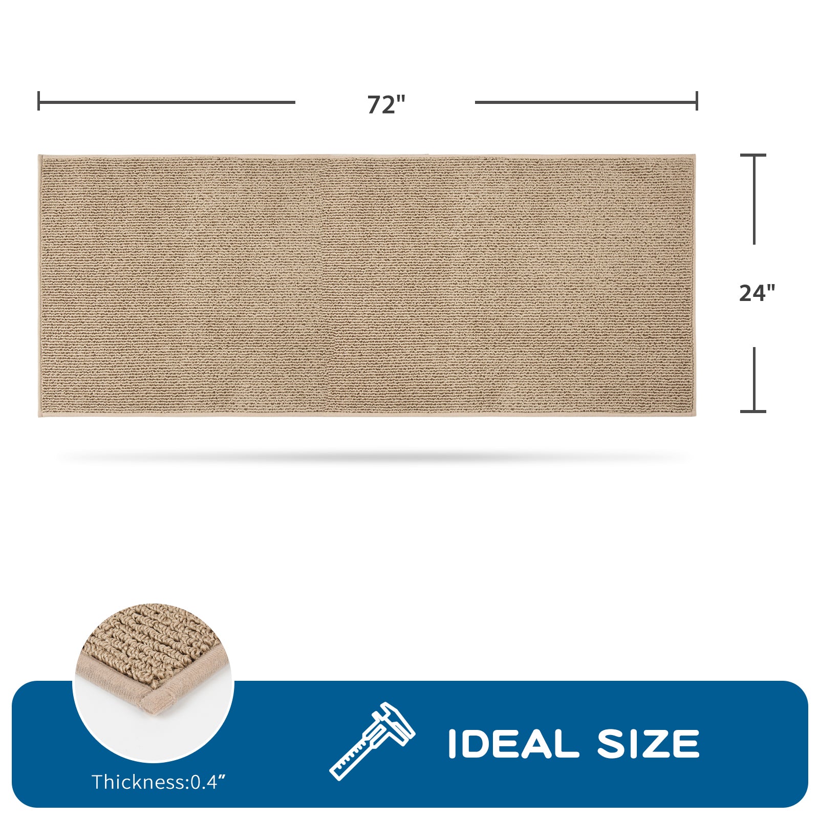 Machine Washable Solid Kitchen Rug