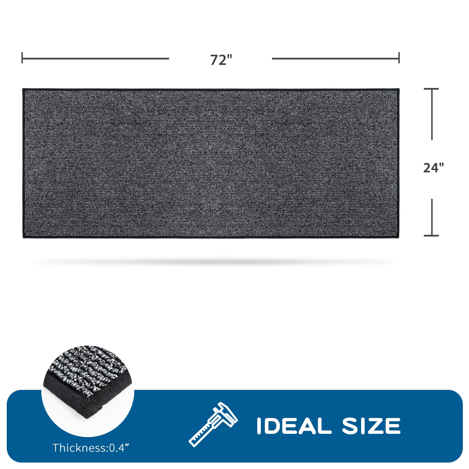 Machine Washable Solid Kitchen Rug