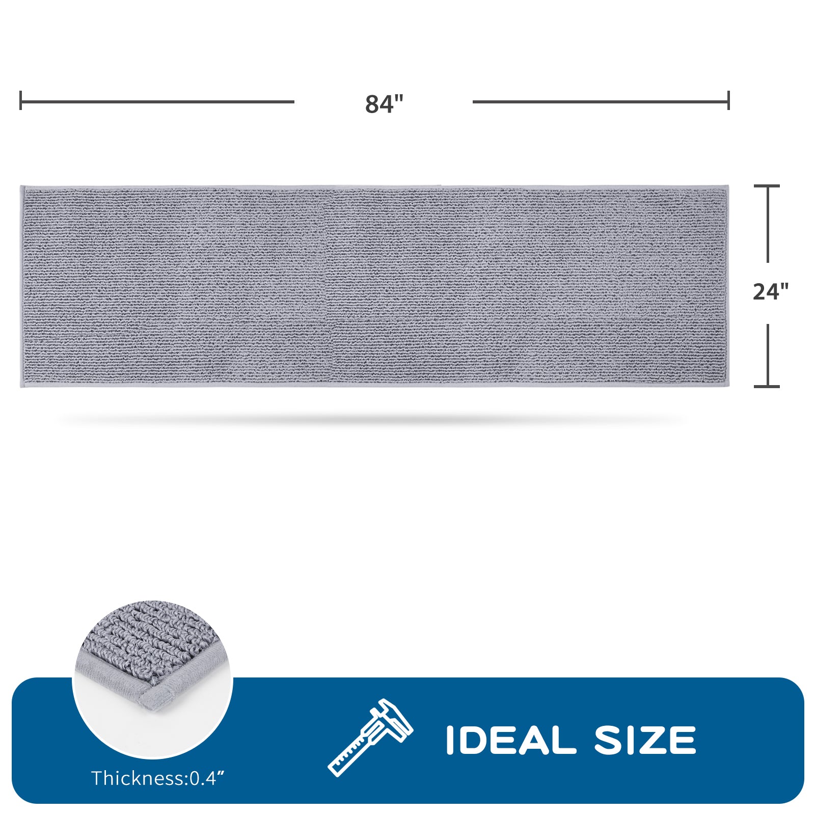Machine Washable Solid Kitchen Rug
