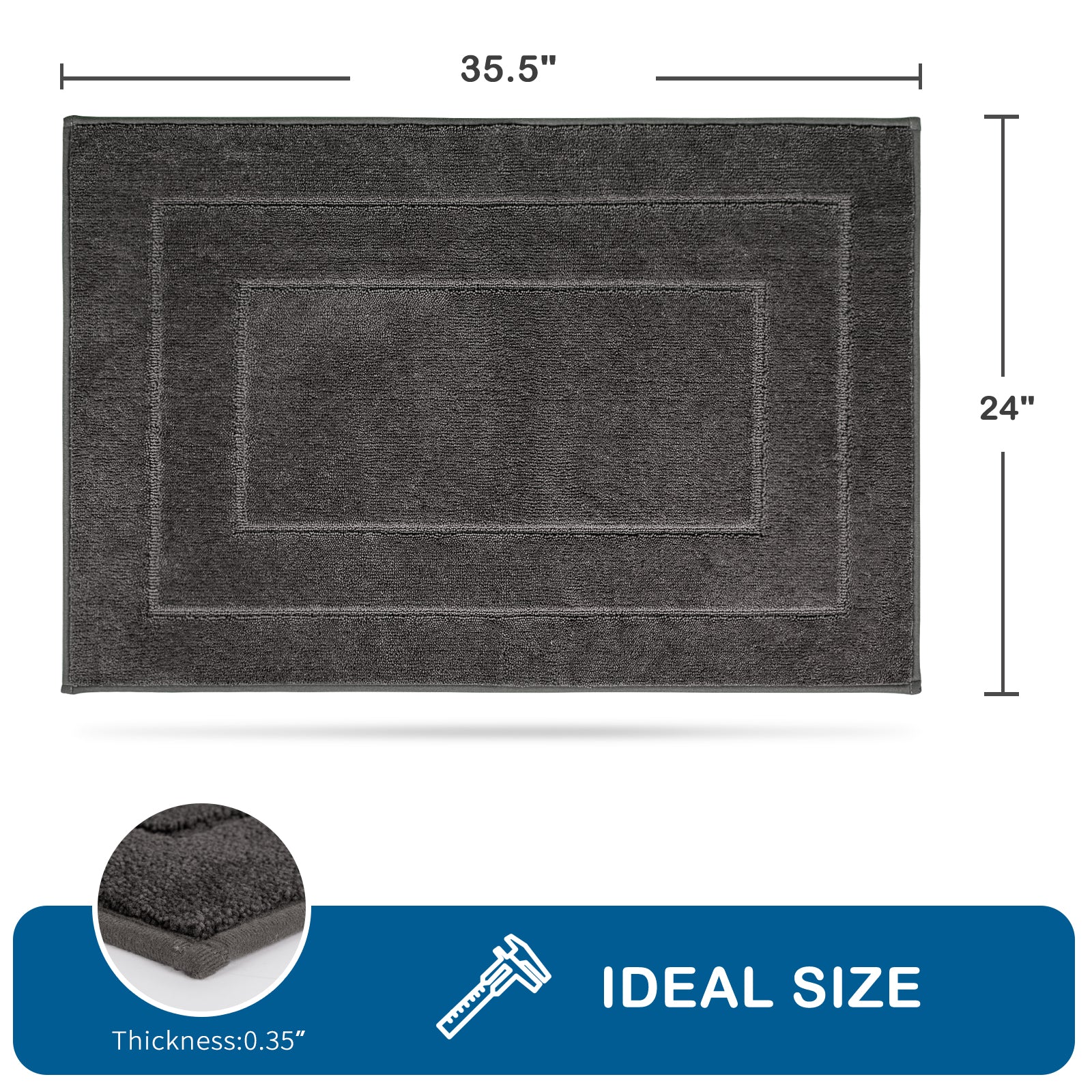 Machine Washable Bordered Kitchen Rug