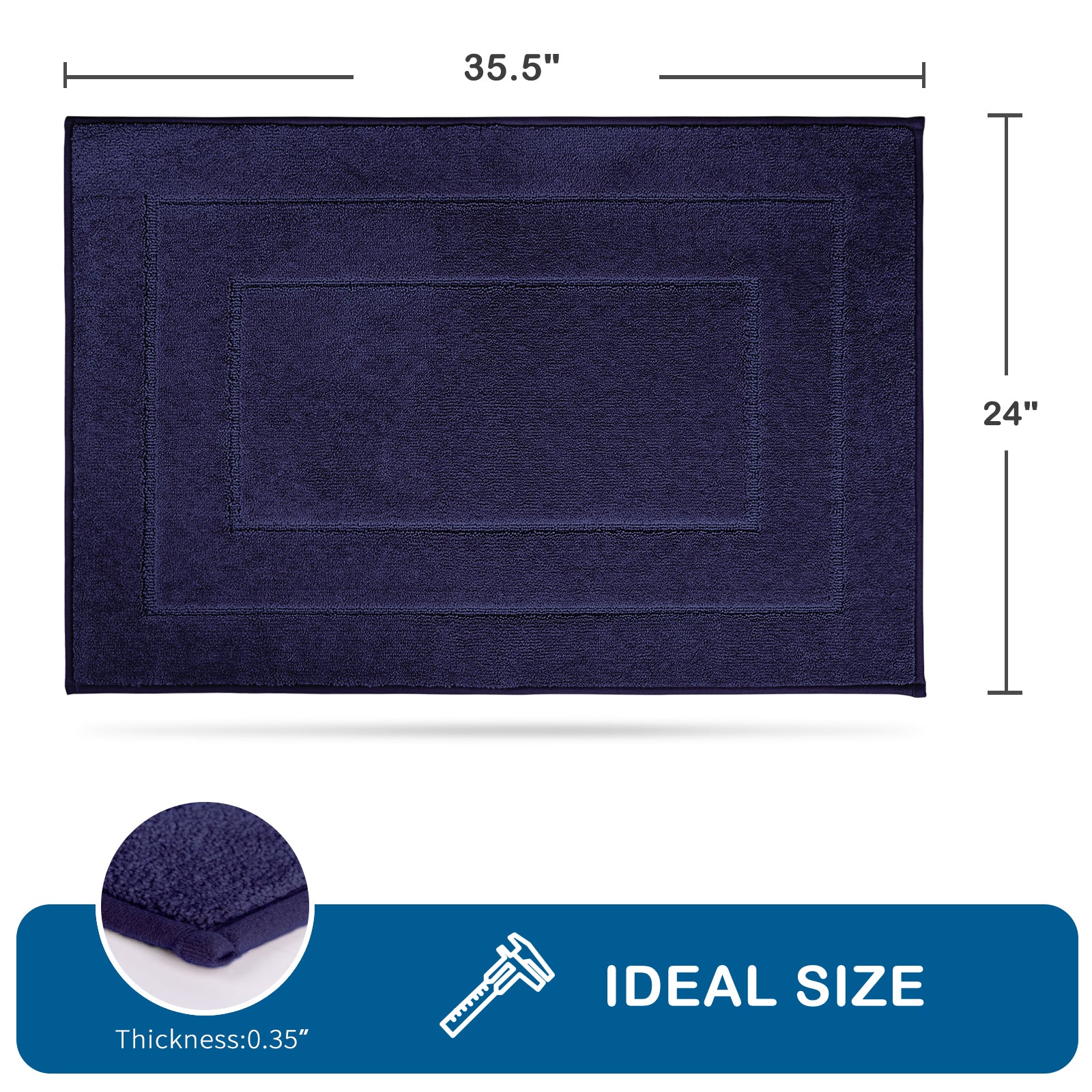 Machine Washable Bordered Kitchen Rug