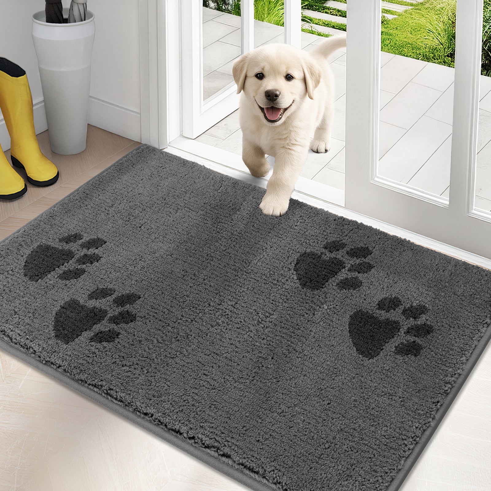 Machine Washable Paw Pattern Dirt Trapper Door Mat