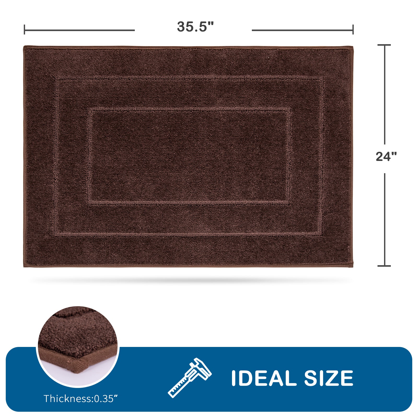 Machine Washable Bordered Kitchen Rug