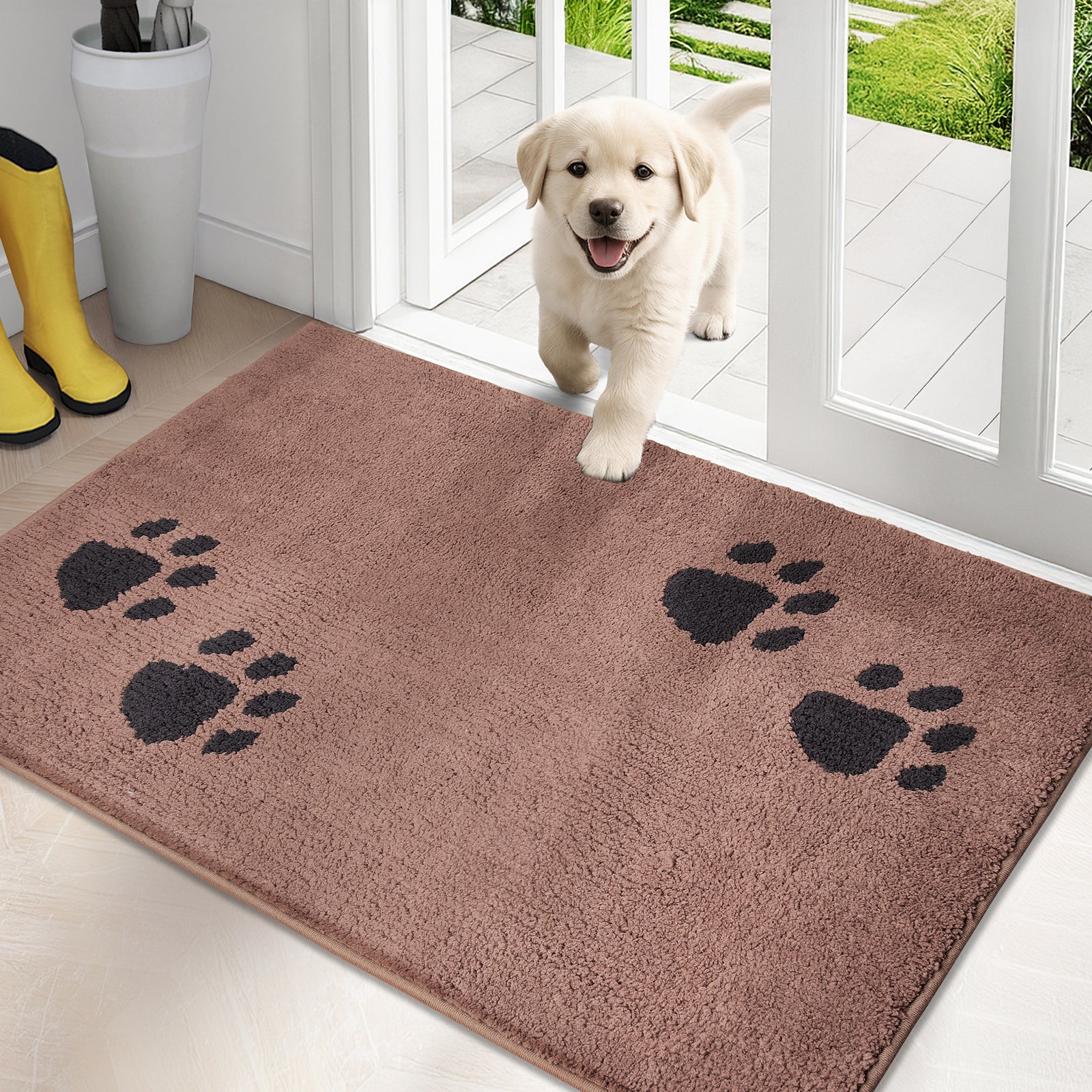 Machine Washable Paw Pattern Dirt Trapper Door Mat