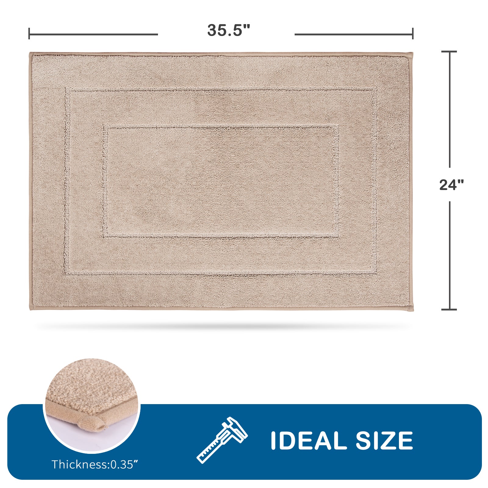 Machine Washable Bordered Kitchen Rug