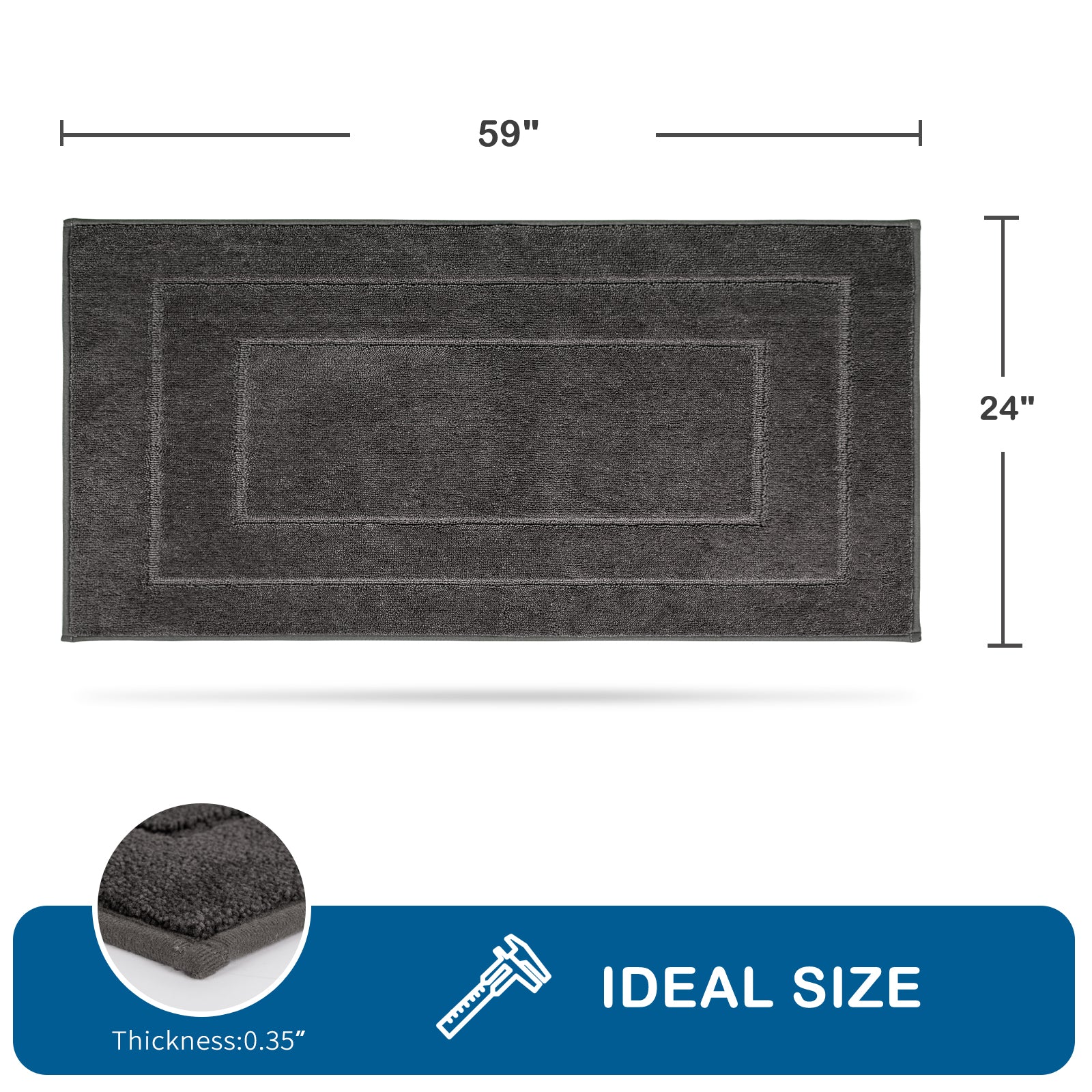 Machine Washable Bordered Kitchen Rug