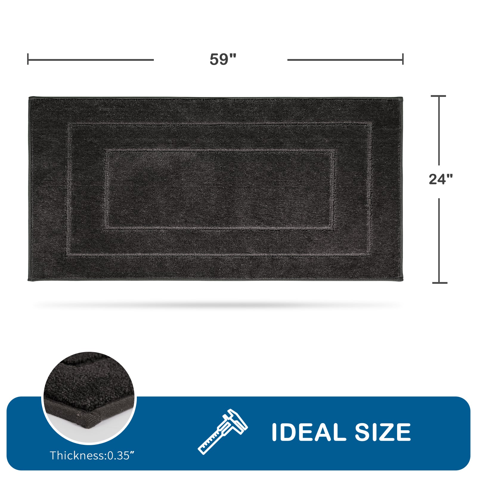 Machine Washable Bordered Kitchen Rug