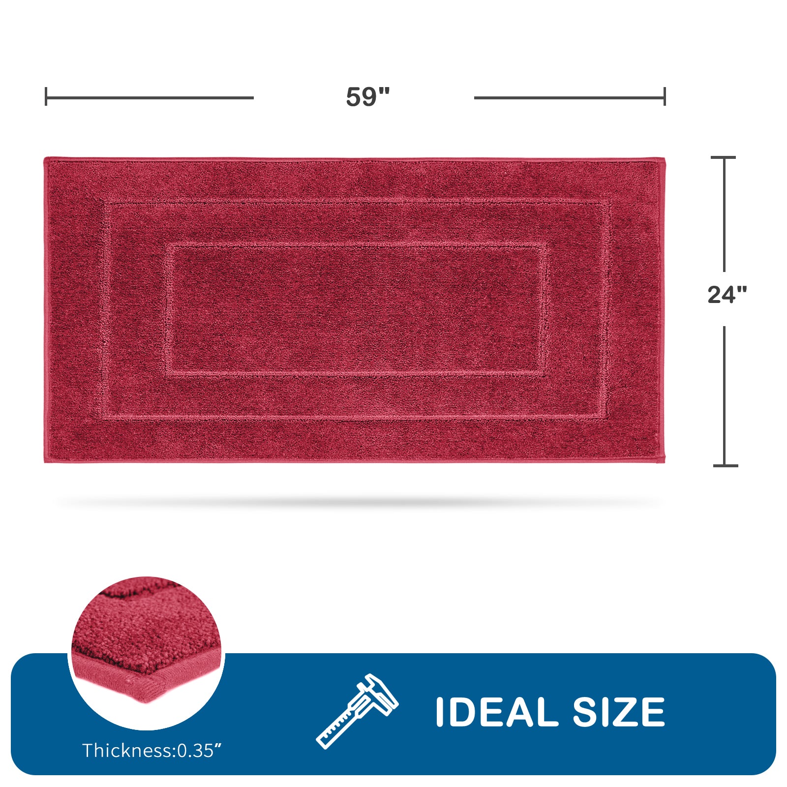 Machine Washable Bordered Kitchen Rug