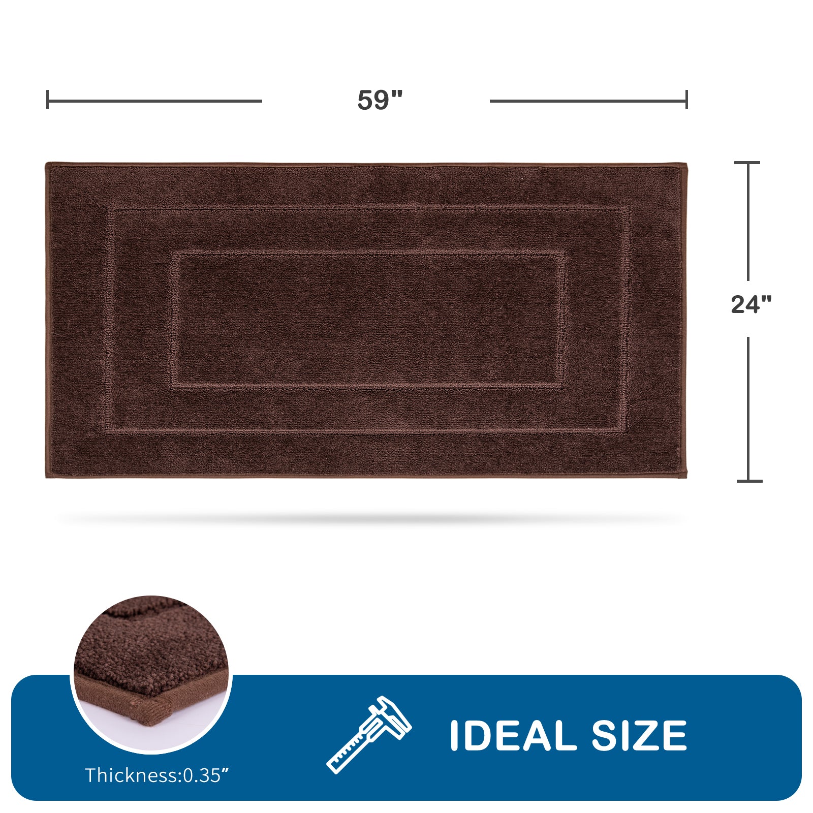 Machine Washable Bordered Kitchen Rug