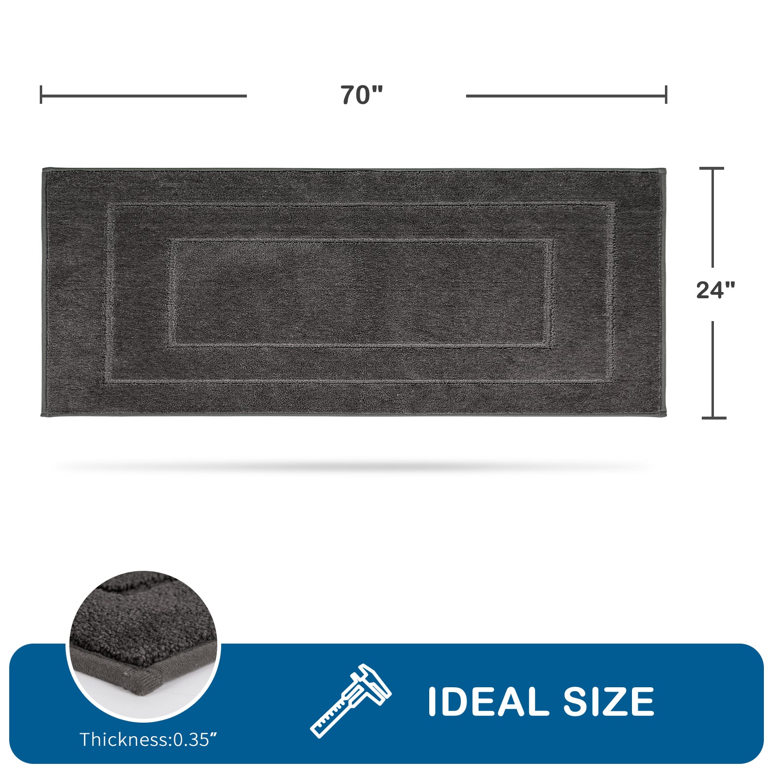 Machine Washable Bordered Kitchen Rug