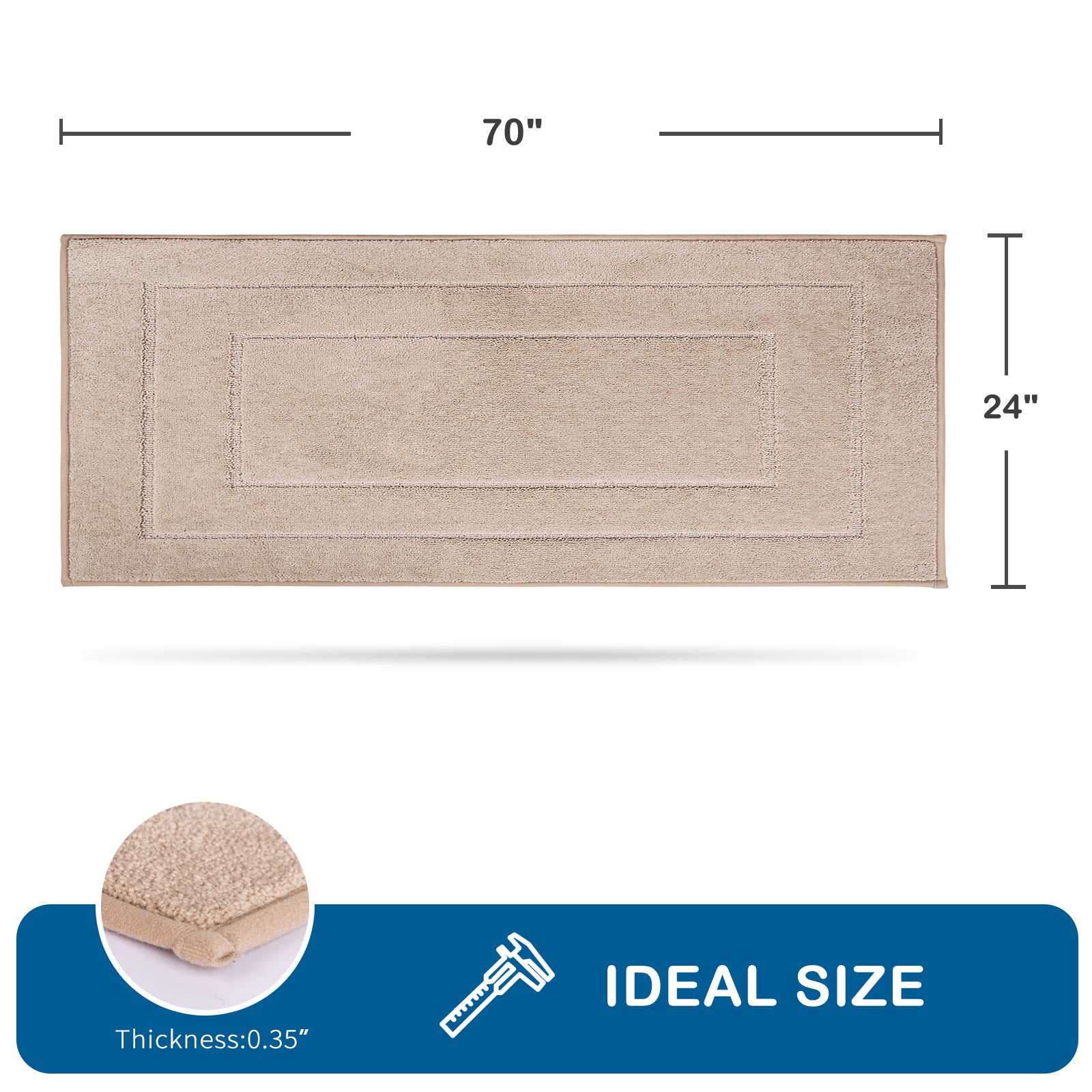 Machine Washable Bordered Kitchen Rug