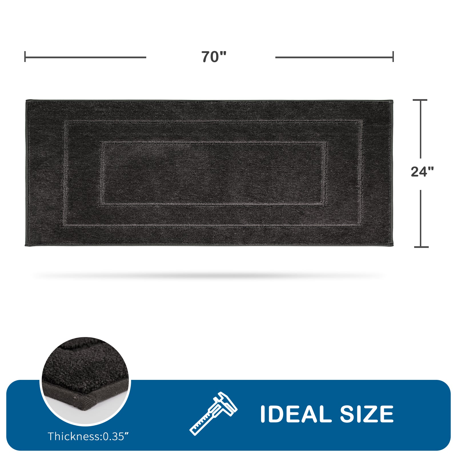 Machine Washable Bordered Kitchen Rug