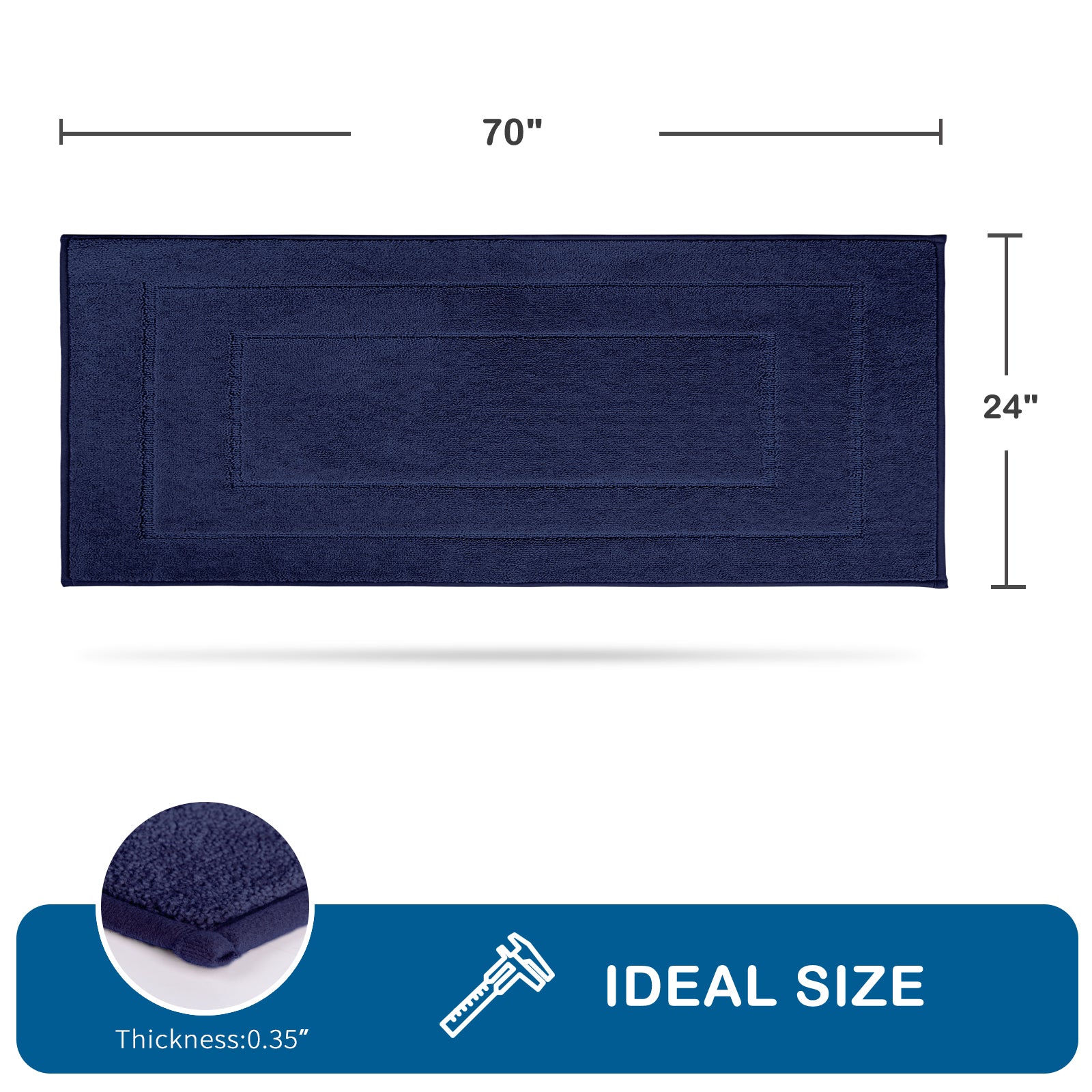 Machine Washable Bordered Kitchen Rug