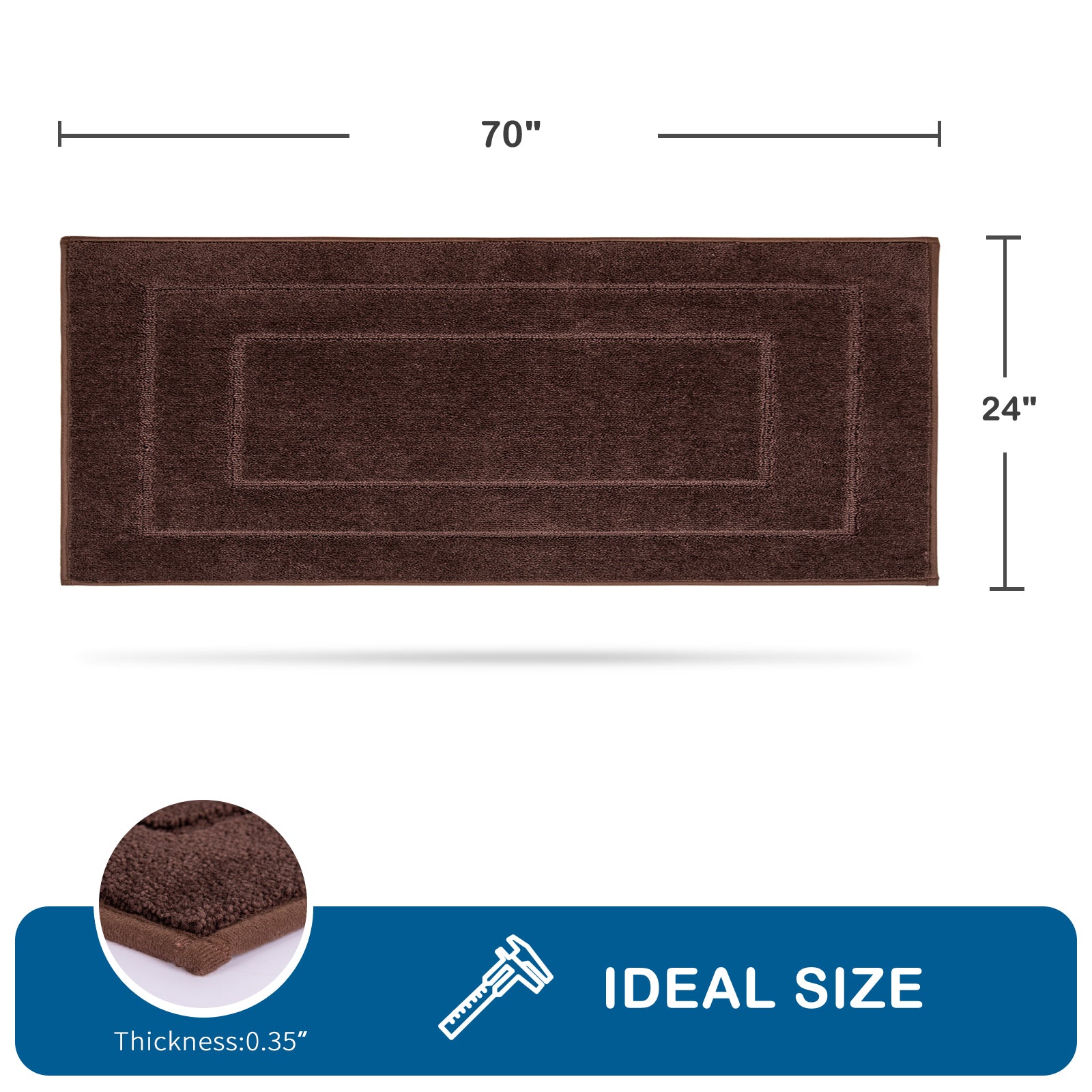 Machine Washable Bordered Kitchen Rug