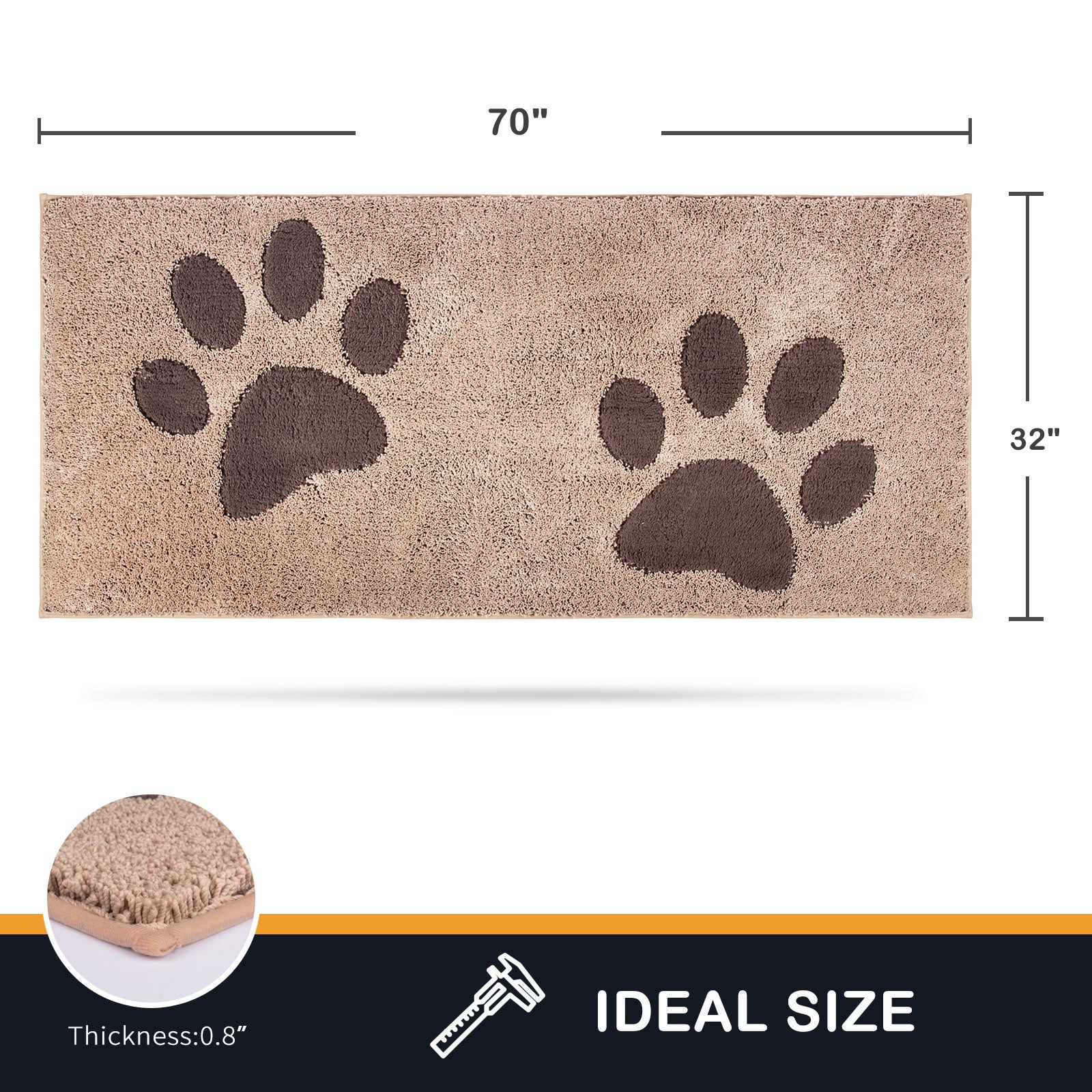 Machine Washable Paw Pattern Dirt Trapper Door Mat