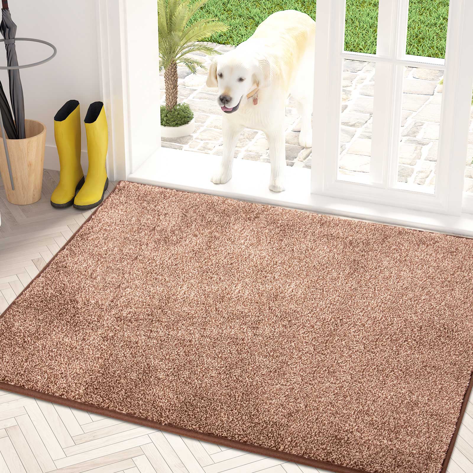 Machine Washable Solid Dirt Trapper Door Mat